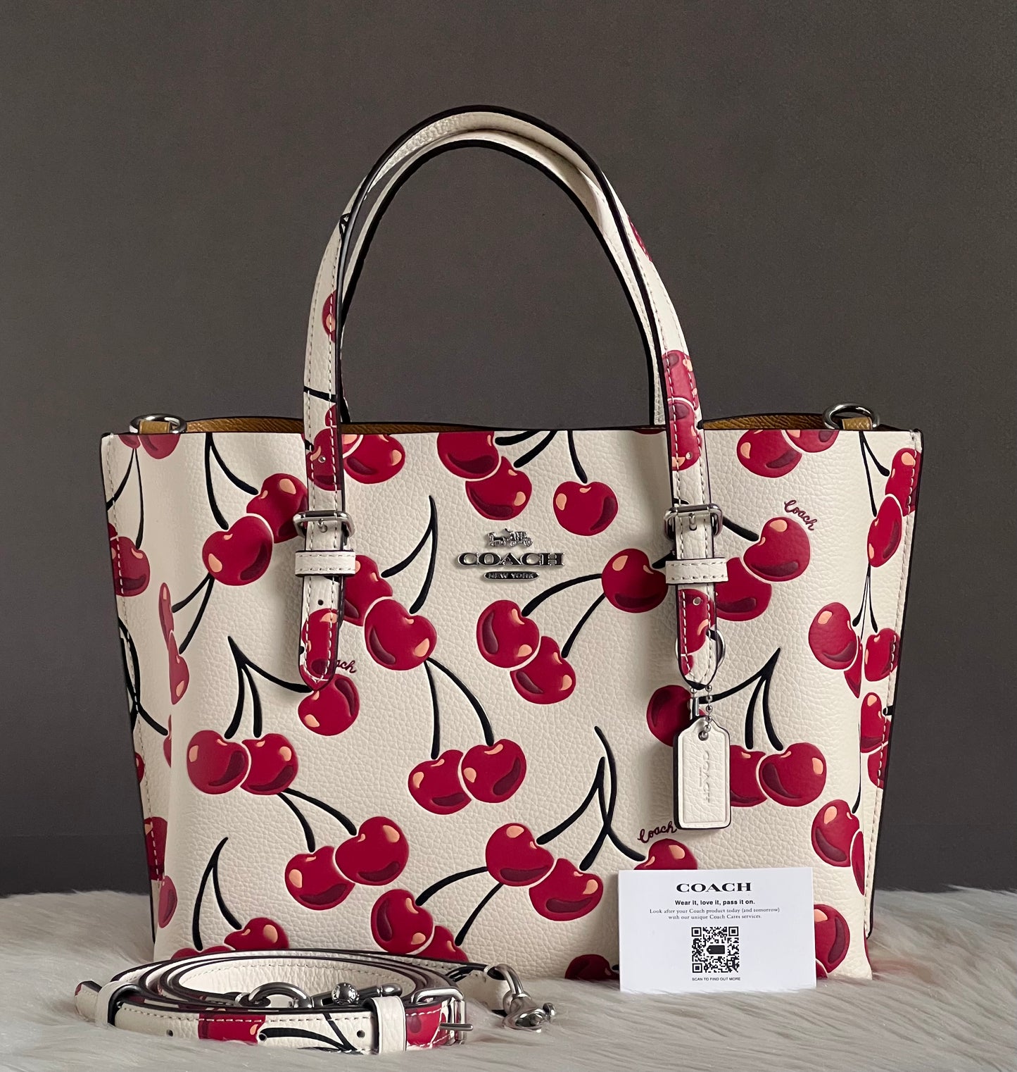 Coach Mollie Tote Bag 25 With Cherry Print