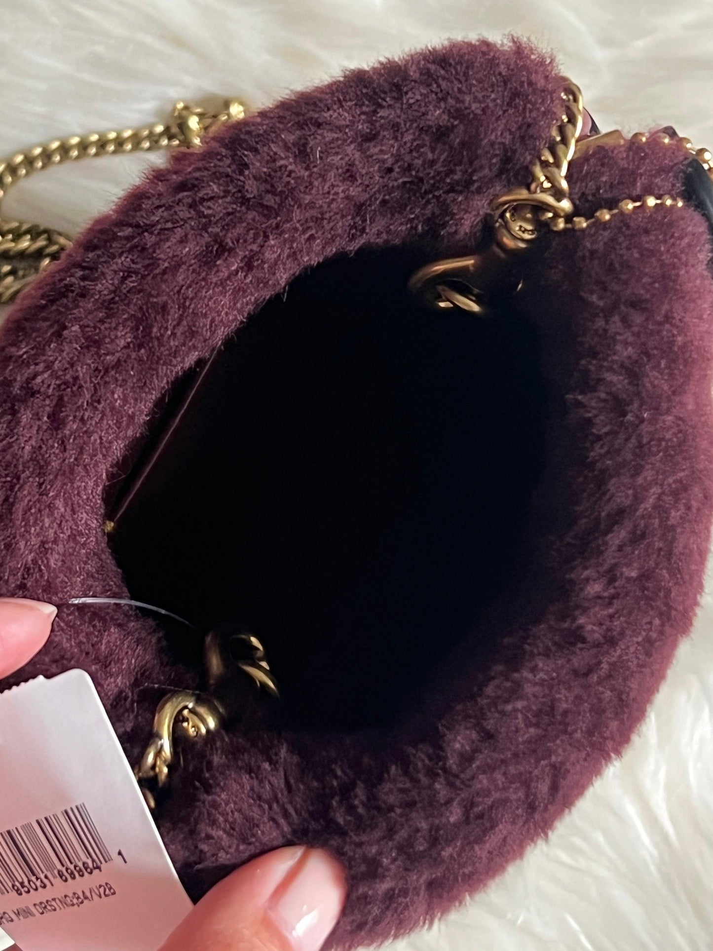 Coach Drawstring Pouch in Shearling