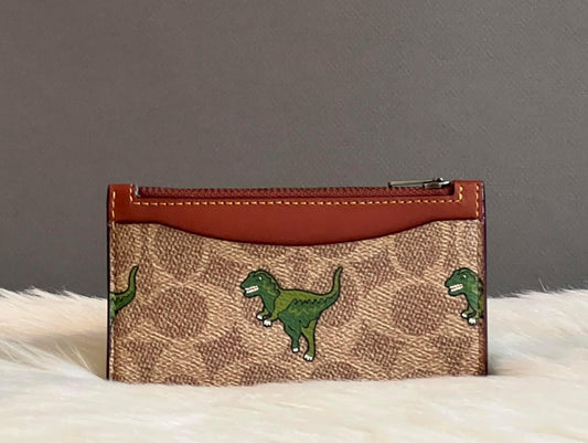 Coach L Zip Card Case in Signature Canvas with Rexy Print