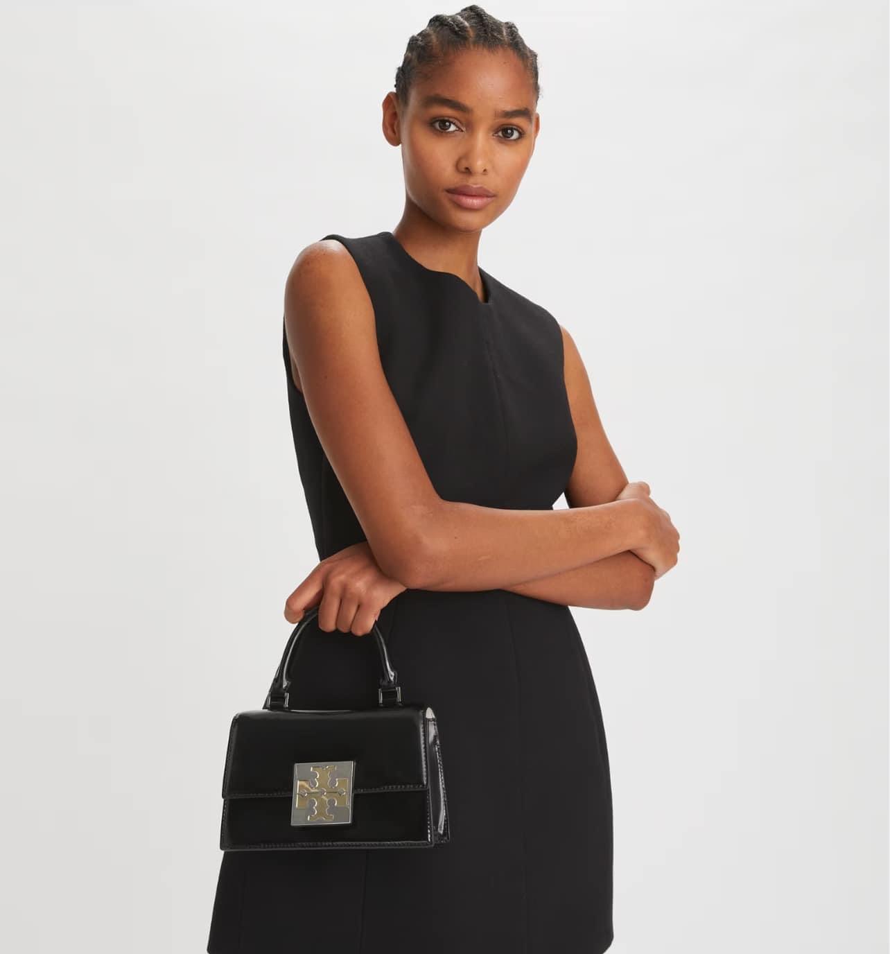 Tory Burch T Monogram Bon Bon Spazzolato Mini Top-handle Bag