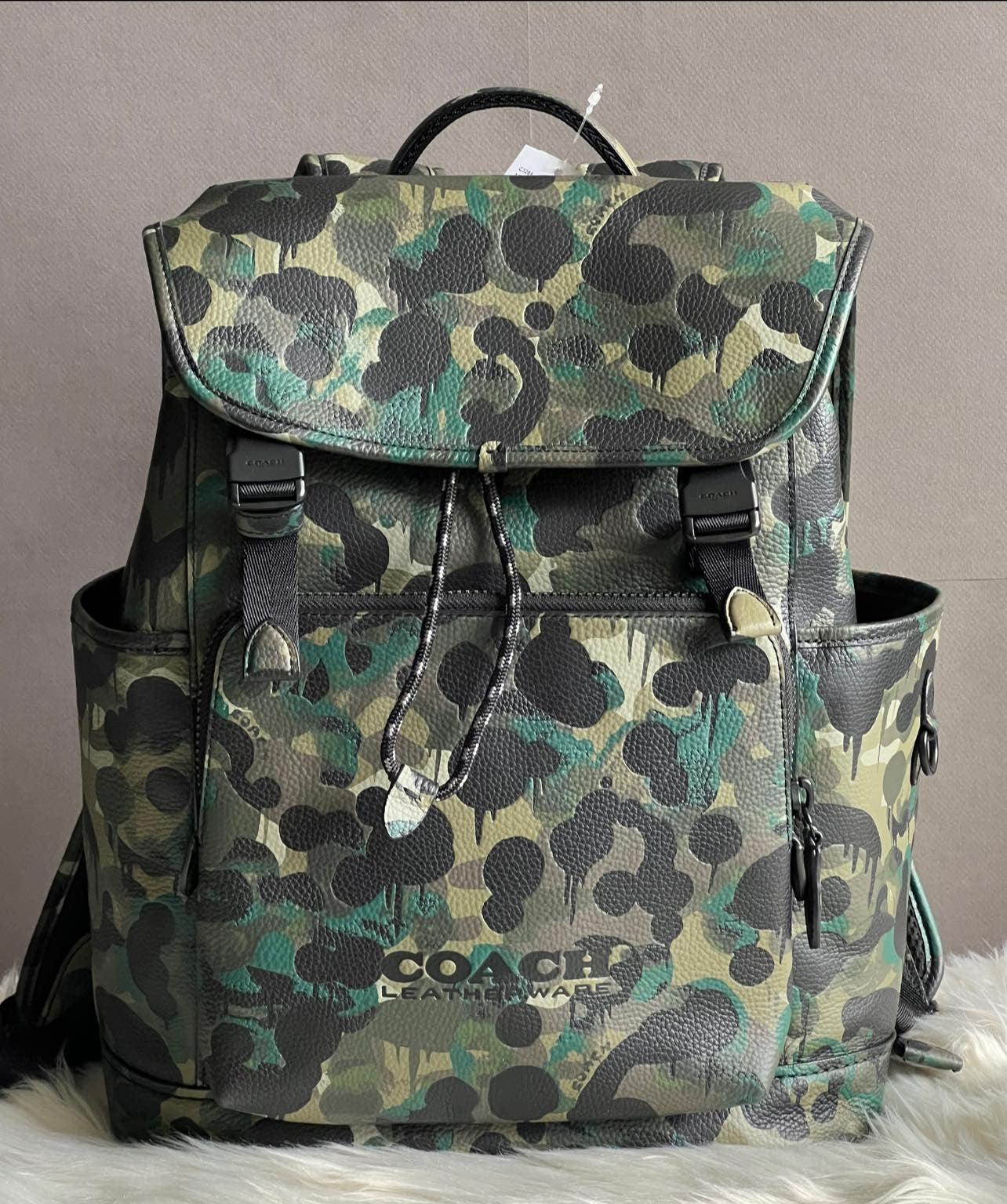 coach camo backpack men's Coach League Flap Backpack with Camo Print – Club de Mode