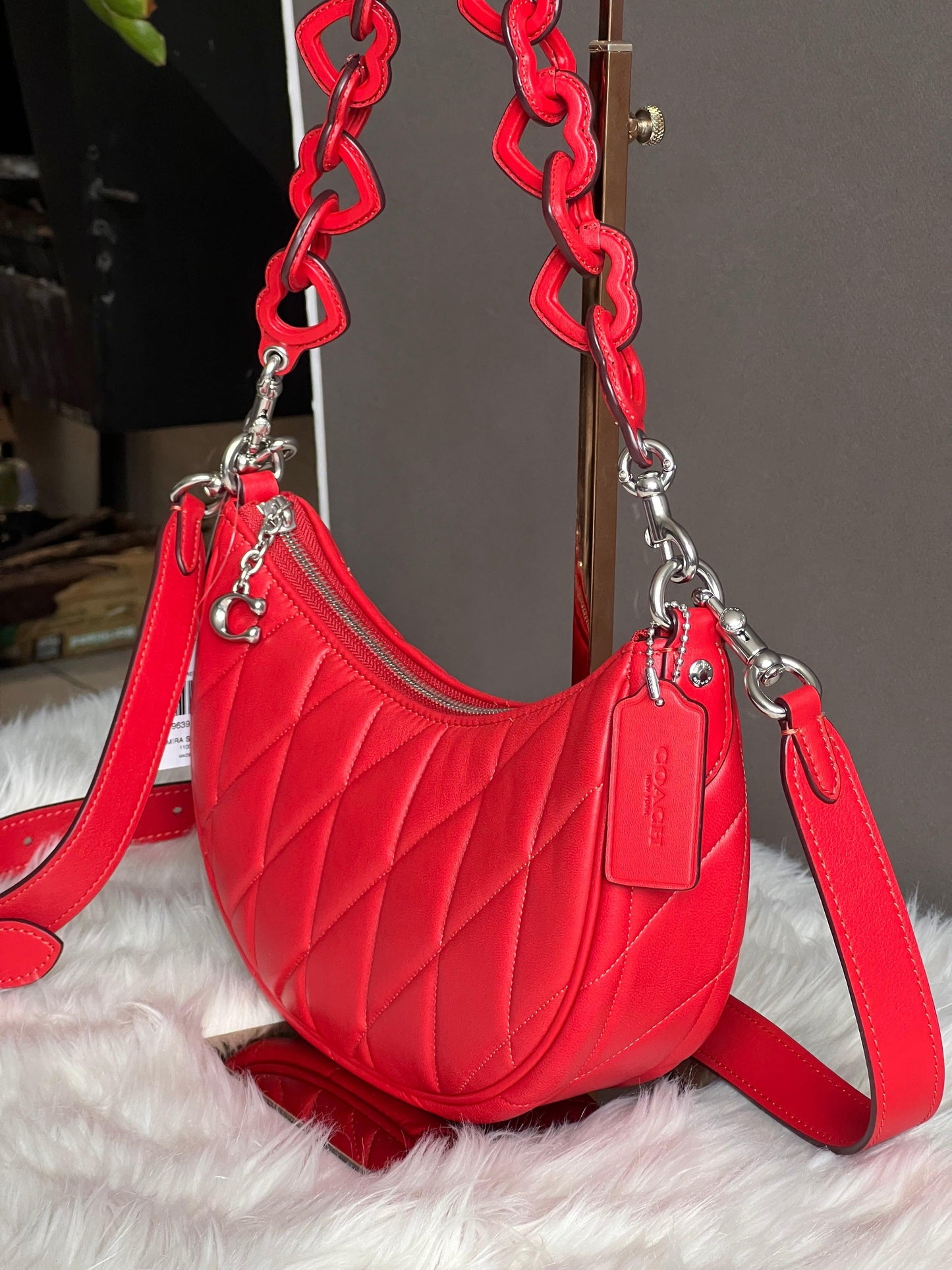 Coach Mira Shoulder Bag with Pillow Quilting and Heart Strap