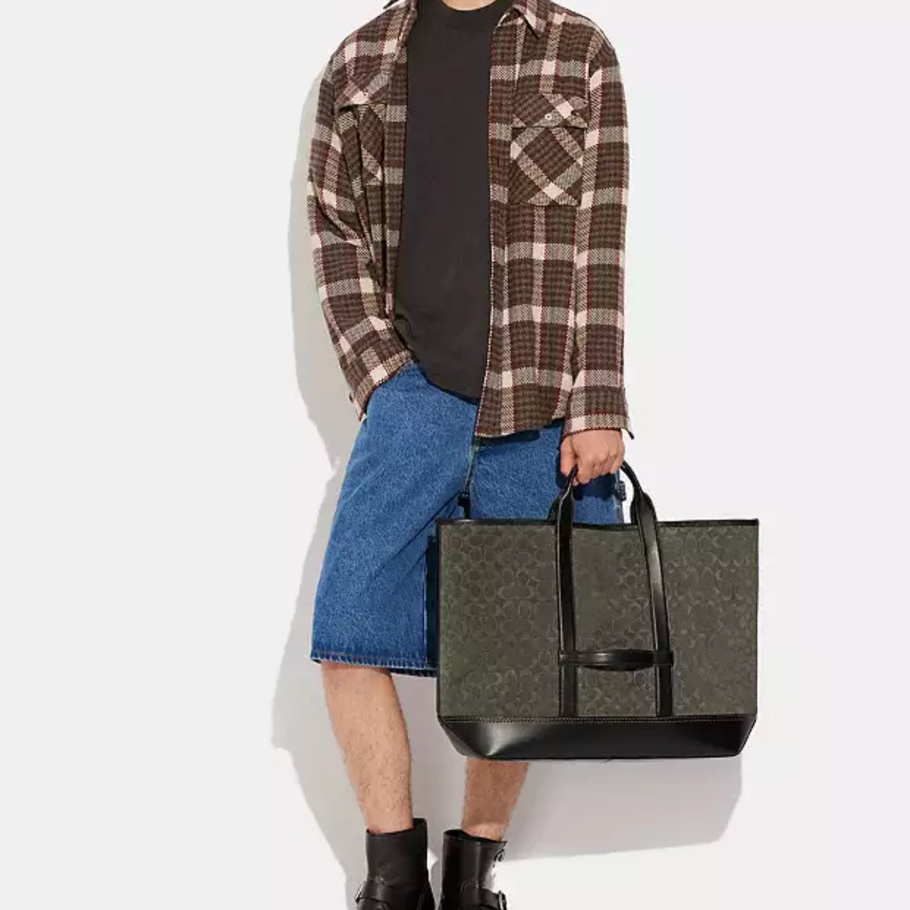 Coach Toby Turnlock Tote In Signature Suede