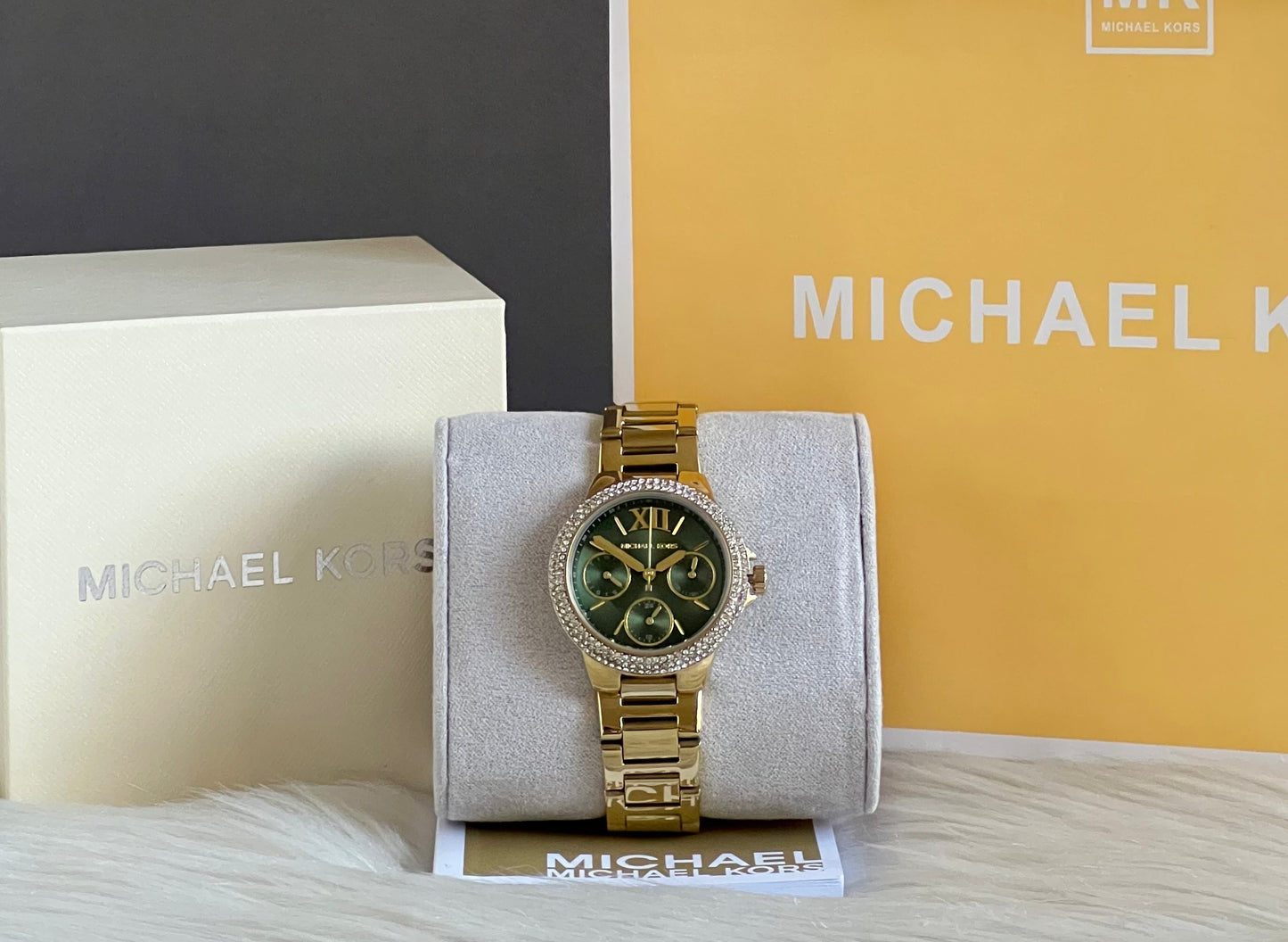 Michael Kors Women’s Camille Quartz Gold-Tone Green Dial Watch
