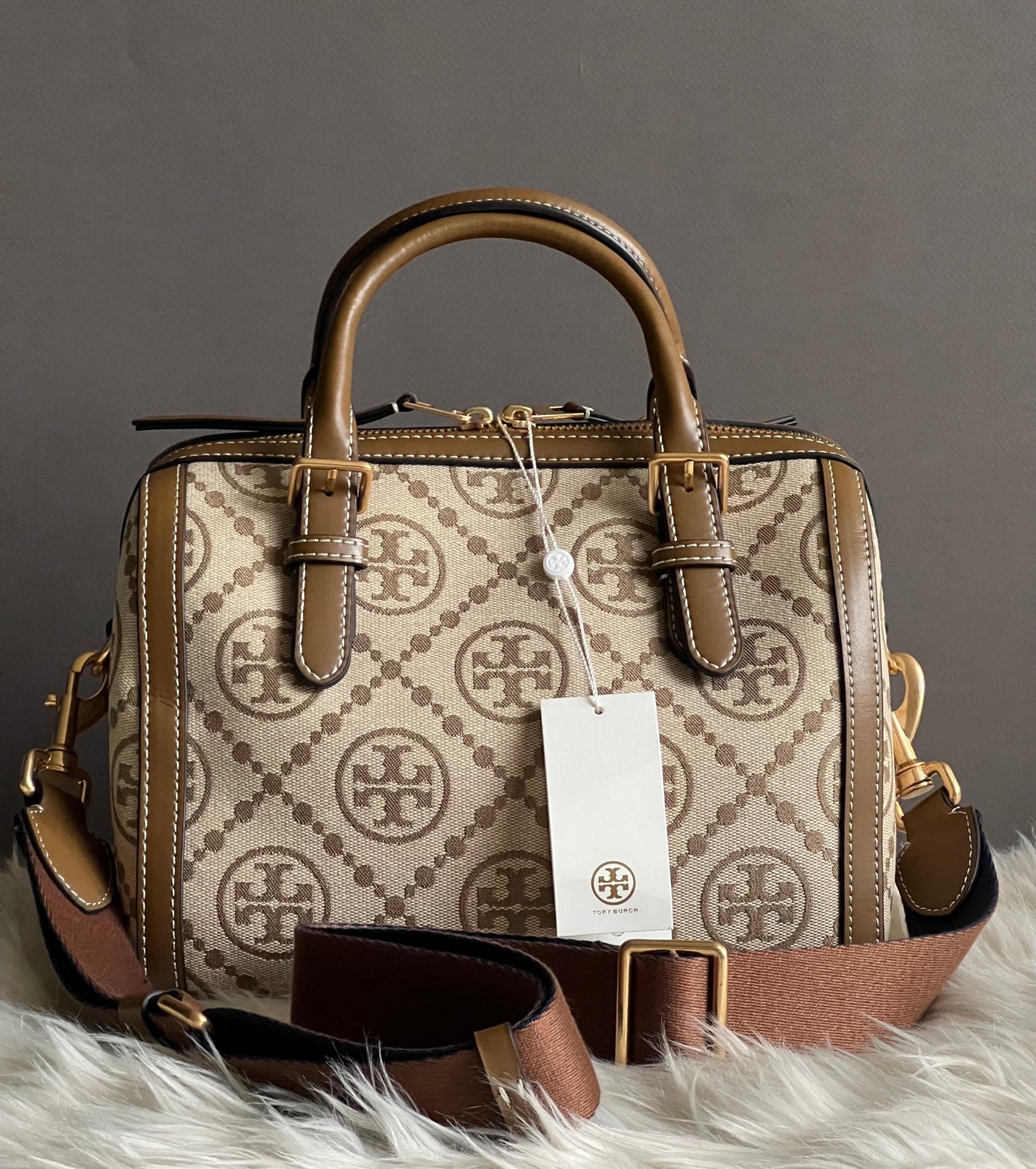 Tory Burch Monogram Jacquard Barrel Bag