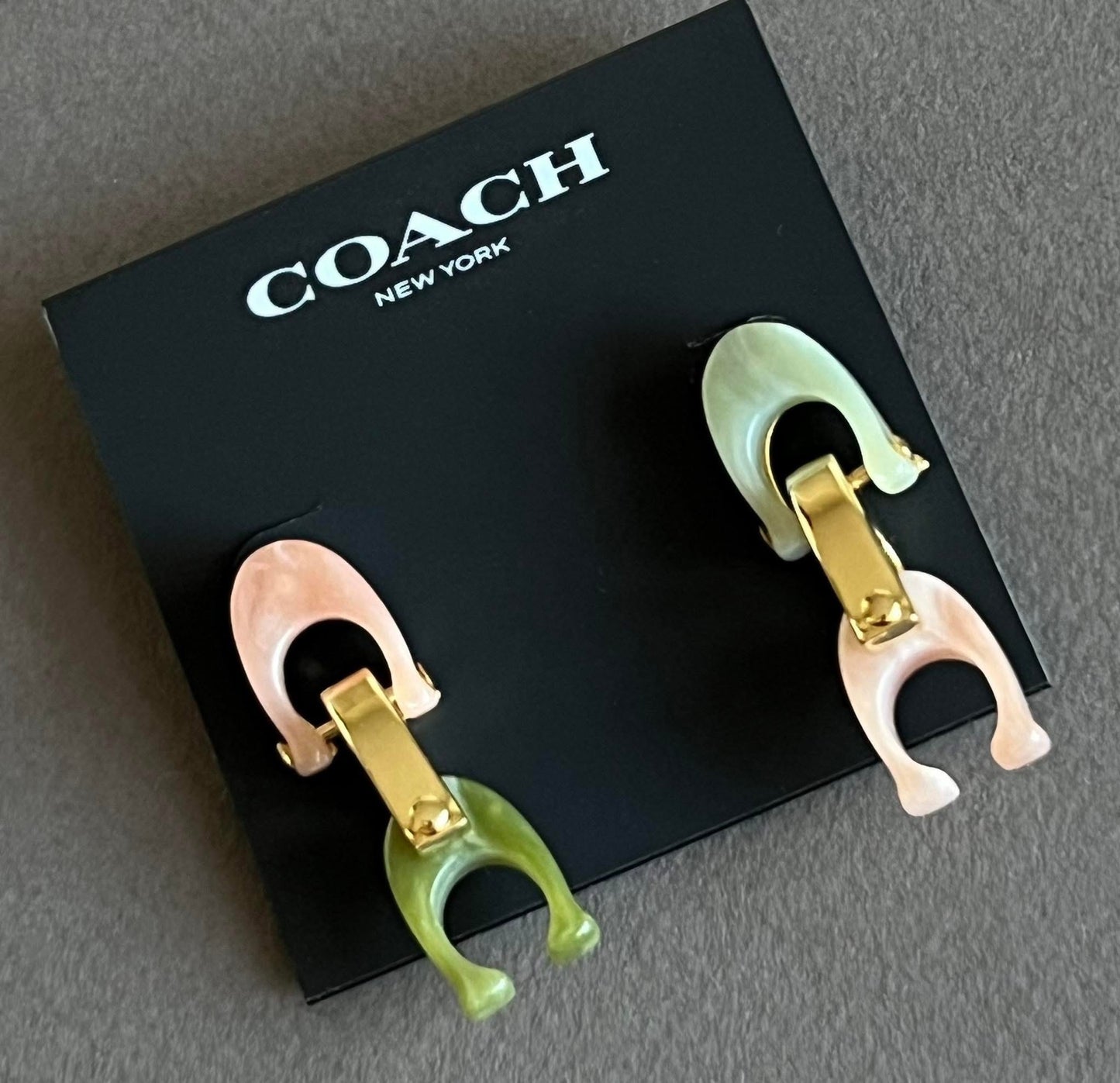 Coach Chunky Signature Link Drop Earrings