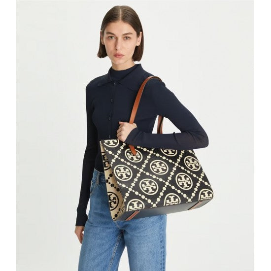 Tory Burch T Monogram Contrast Embossed Tote