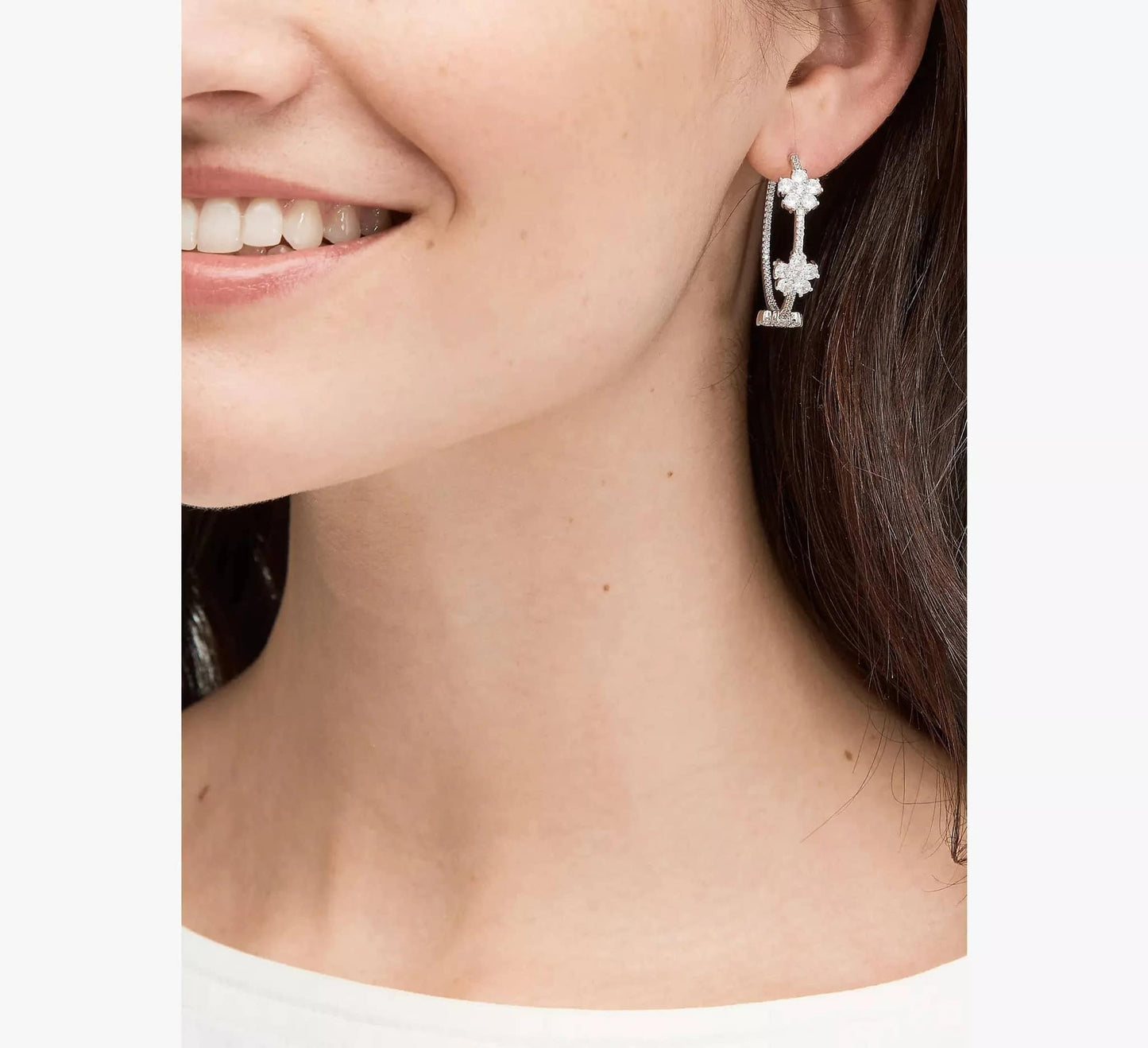 Kate Spade Gleaming Gardenia Flower Hoops Earrings