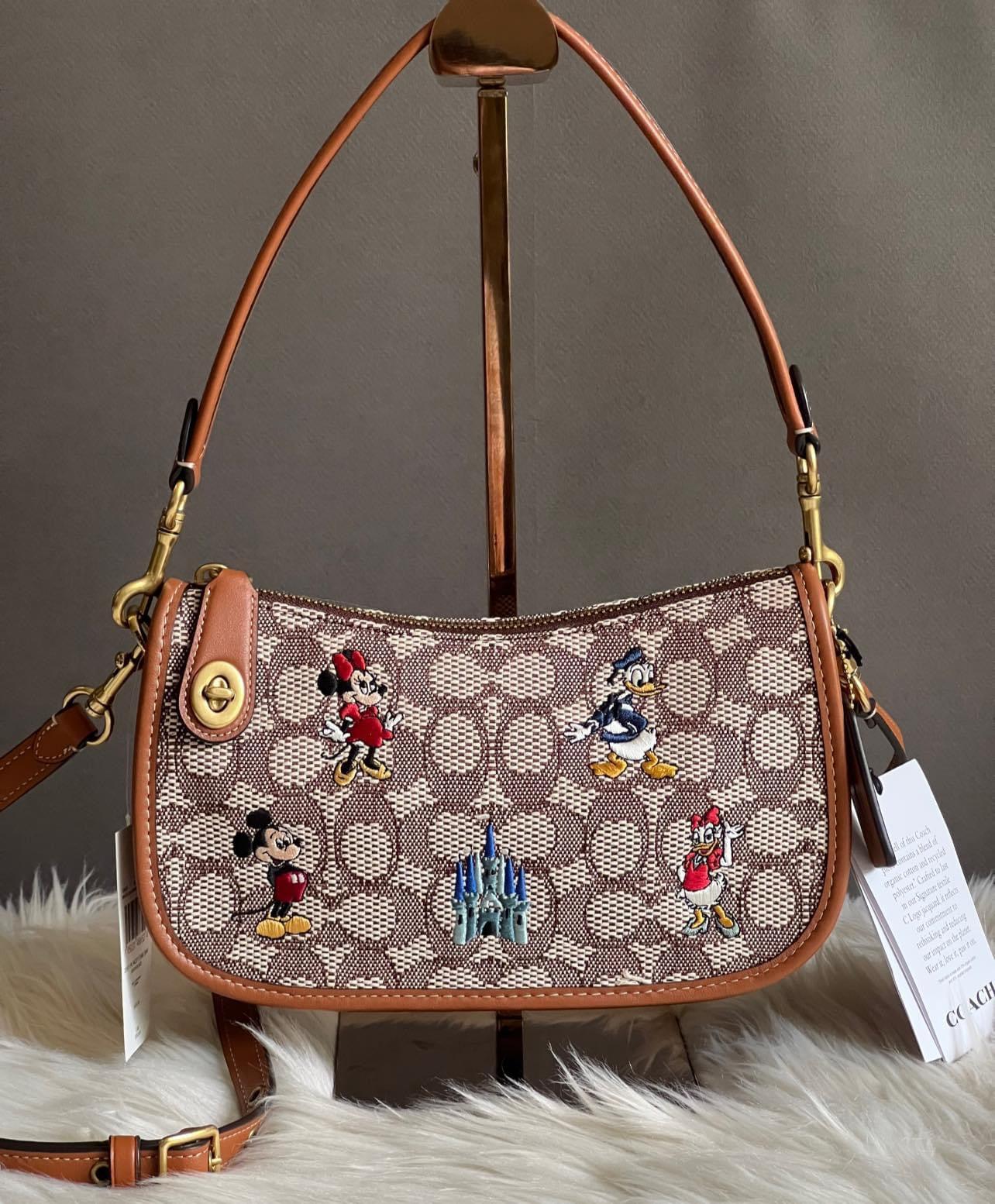 Coach X Disney Swinger Bag in Signature Textile Jacquard with Mickey Mouse and Friends Embroidery