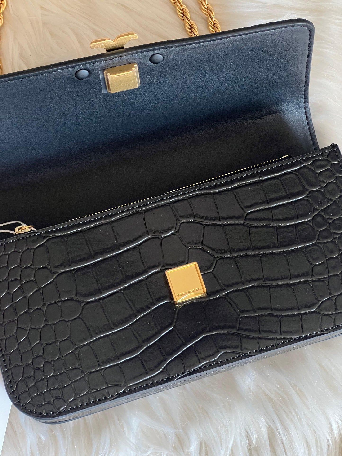 Tory Burch Eleanor Croc-Embossed Bag