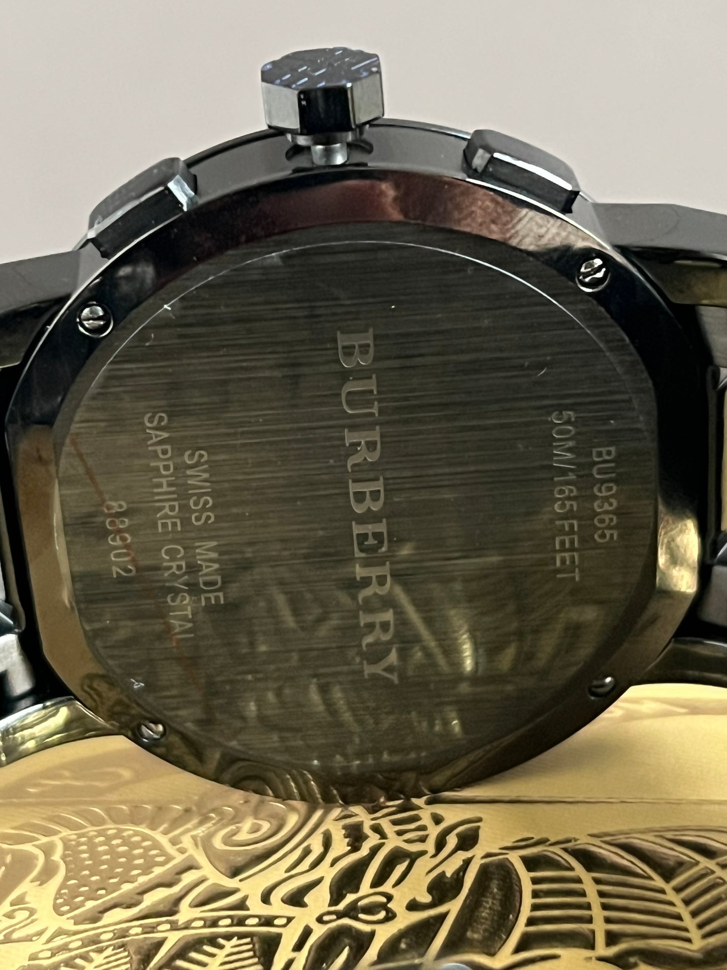 Burberry Men’s Large Check Gray Ion-Plated Stainless Steel Watch