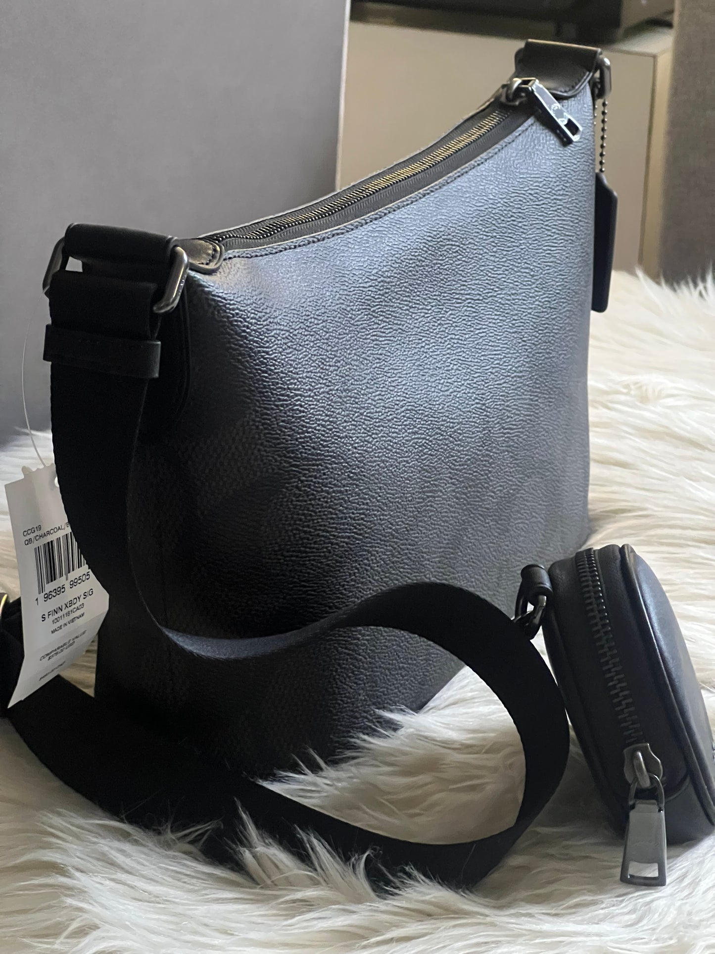 Coach Small Finn Crossbody Bag with Pouch in Maxi Signature Canvas