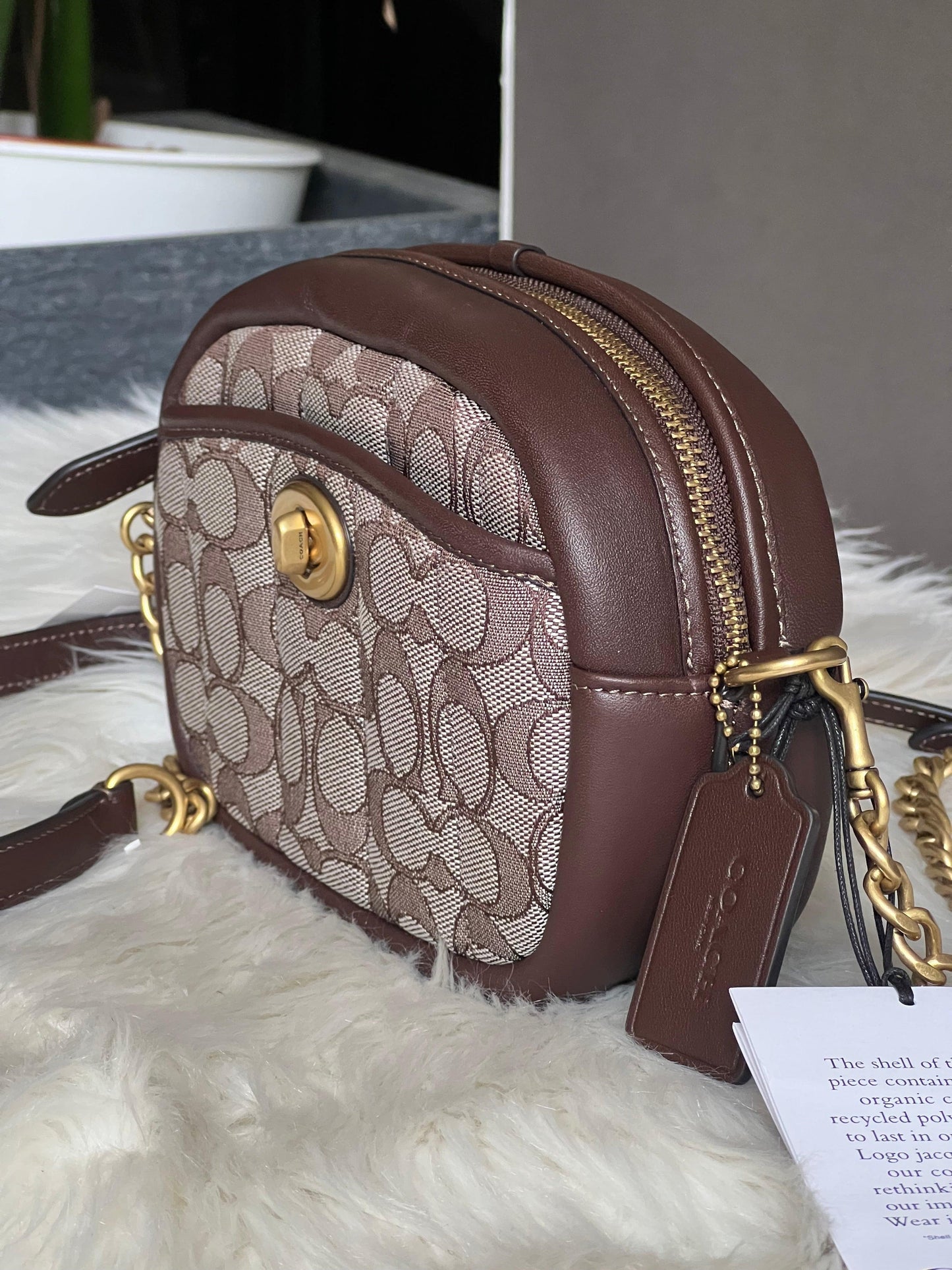 Coach Small Camera Bag in Signature Jacquard with Quilting
