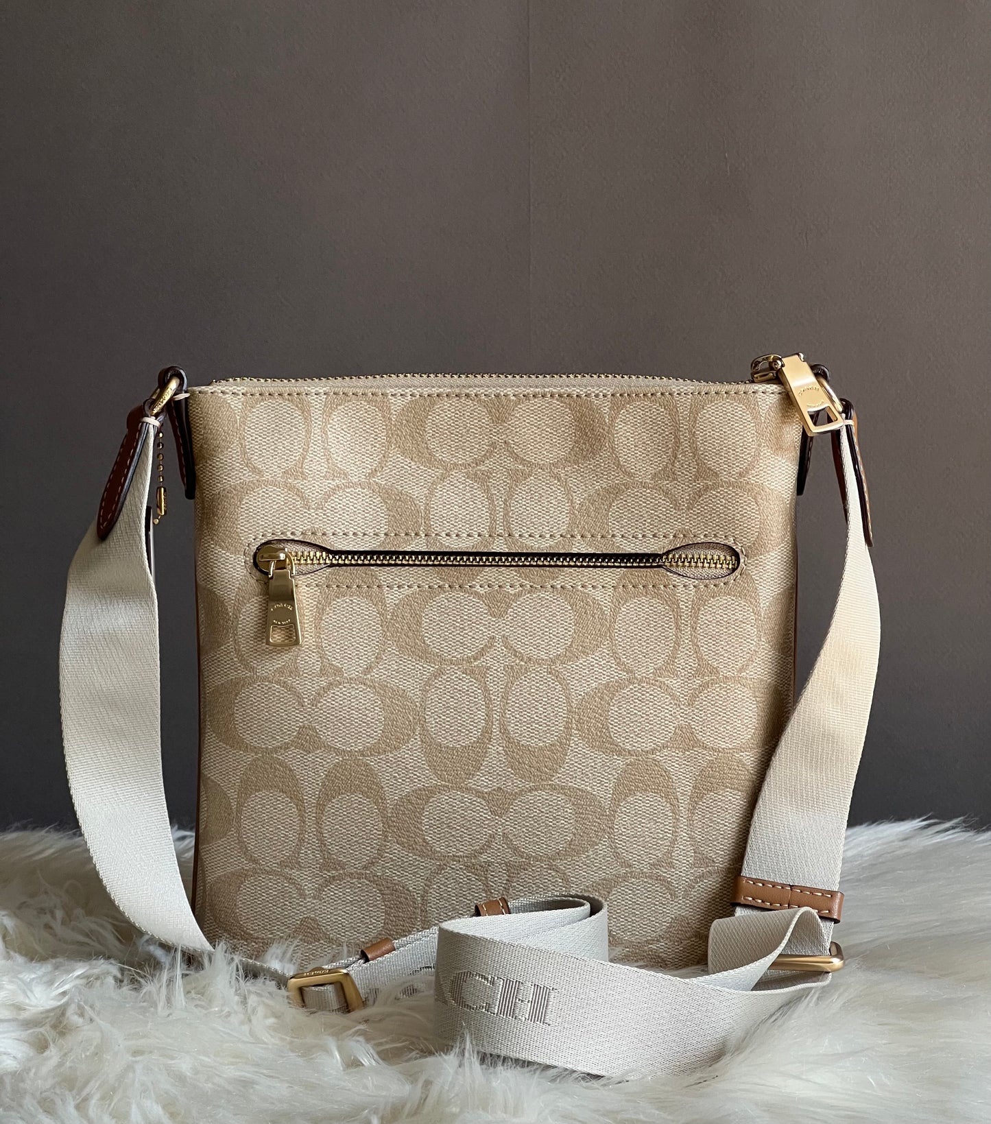 Coach Mini Rowan File Bag in Signature Canvas with Stripe