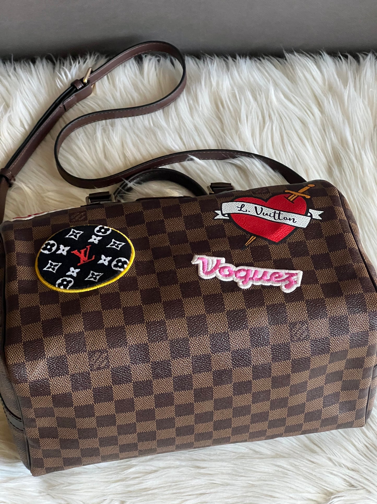 Louis Vuitton Damier Speedy 30 World Tour with Patches