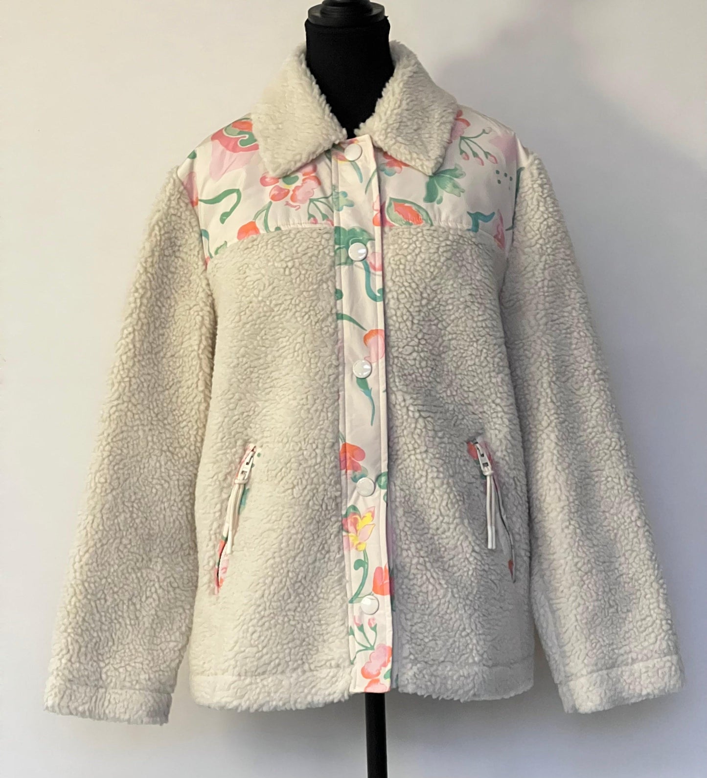 Coach Blocked Floral Sherpa Jacket