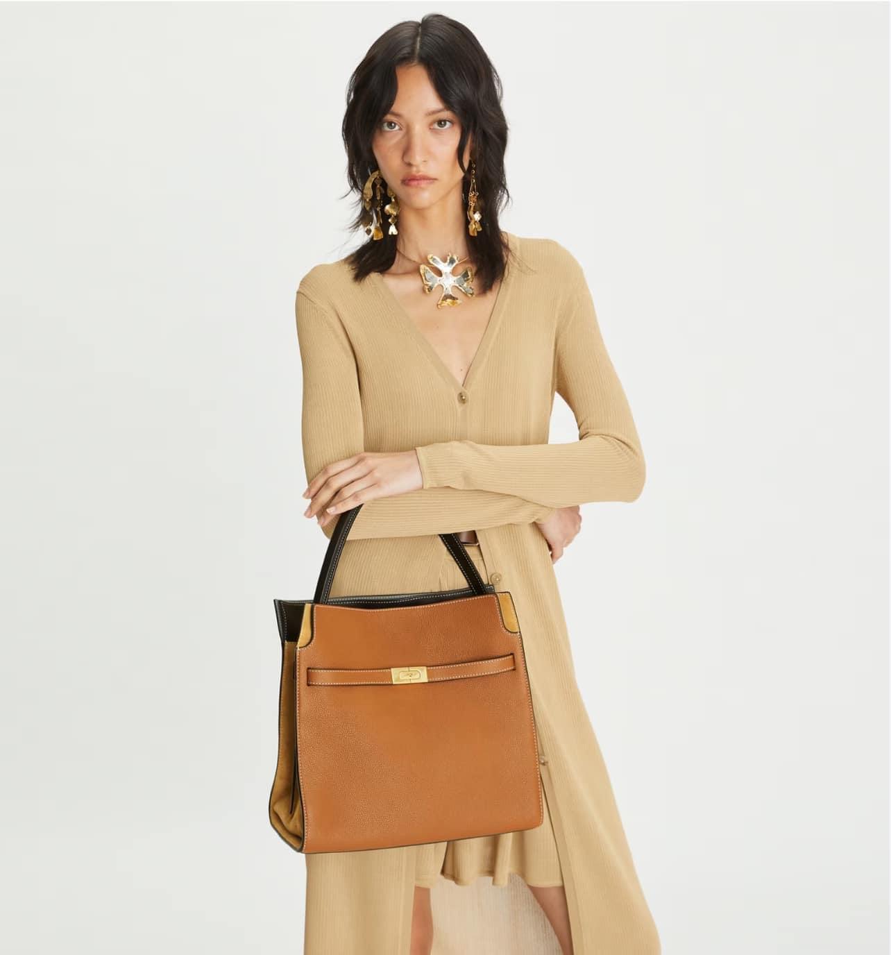 Tory Burch Lee Radziwill Pebbled Double Bag