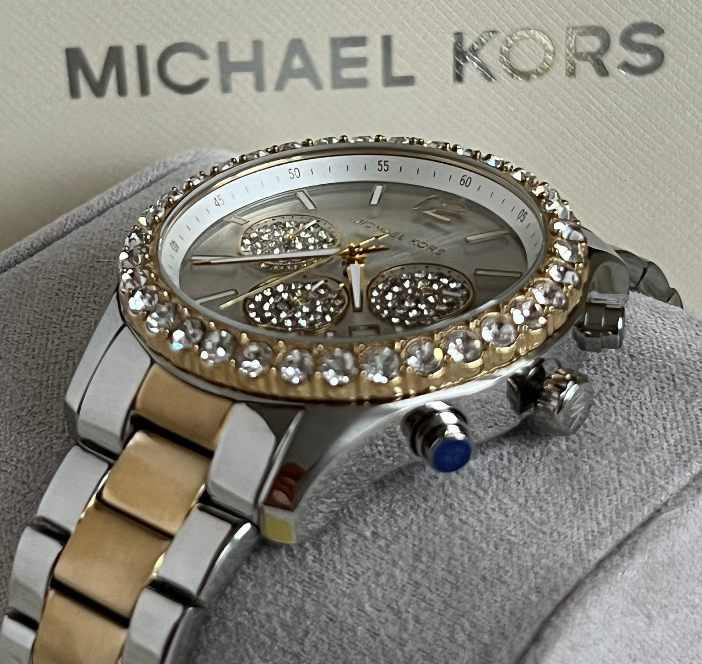Michael Kors Women’s Berkley Chronograph Silver Dial Two Tone Watch
