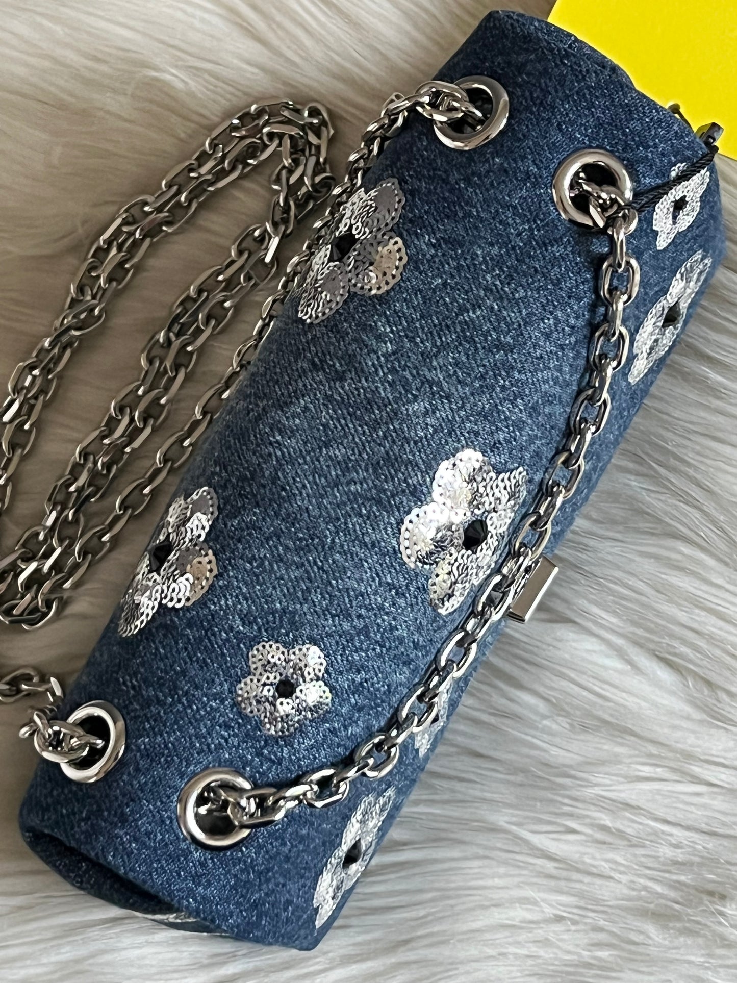 Marc Jacobs The Sequin Daisy Denim Dual Chain Mini Bag