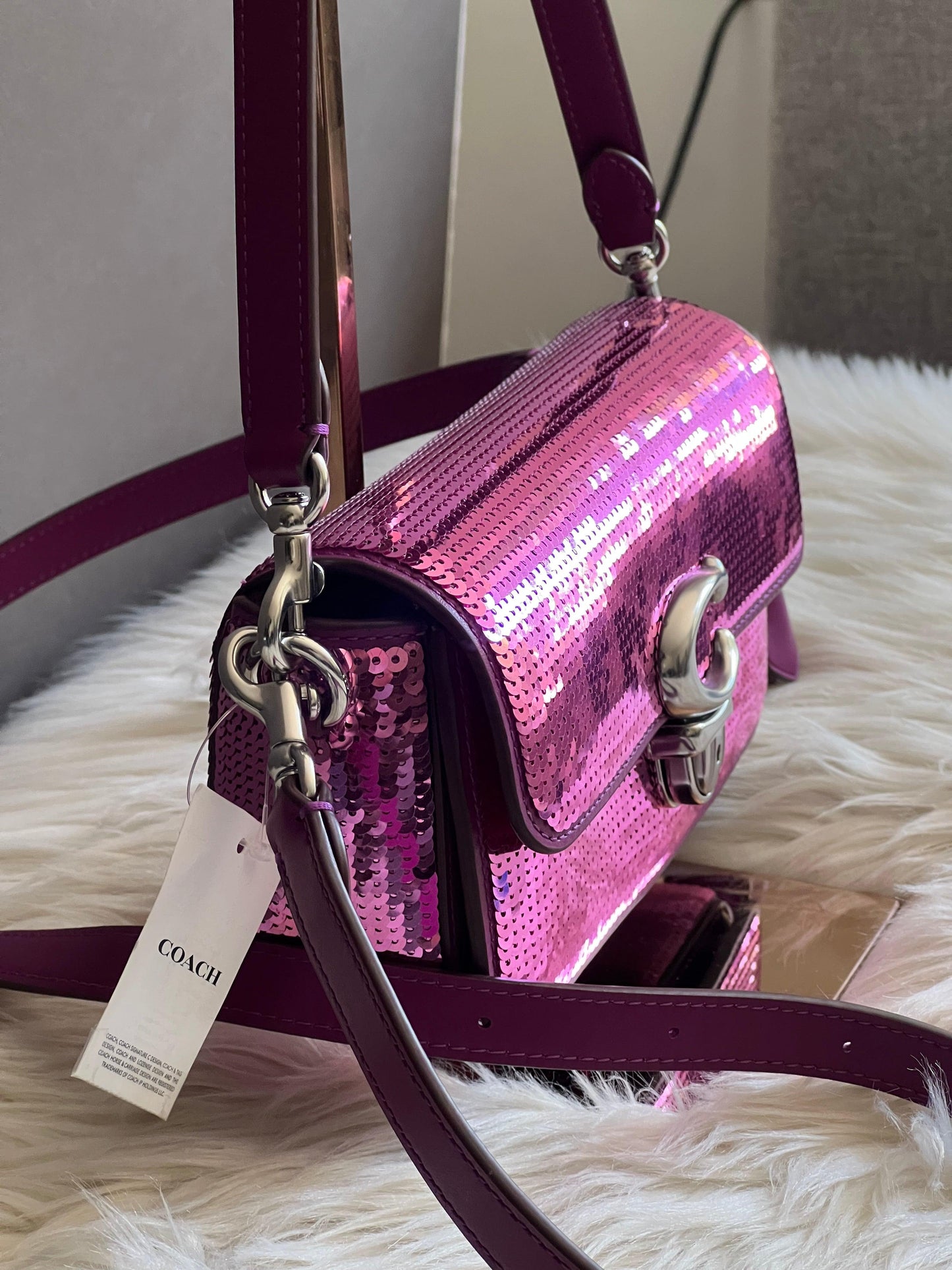 Coach Studio Baguette Bag with Sequins