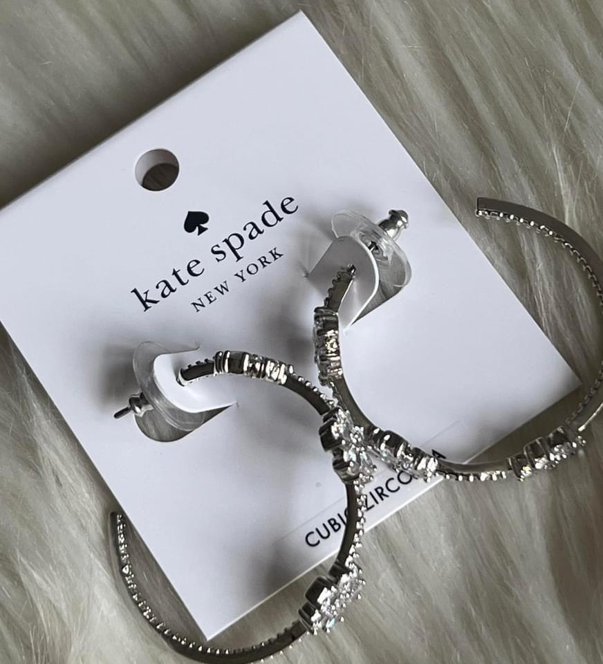 Kate Spade Gleaming Gardenia Flower Hoops Earrings
