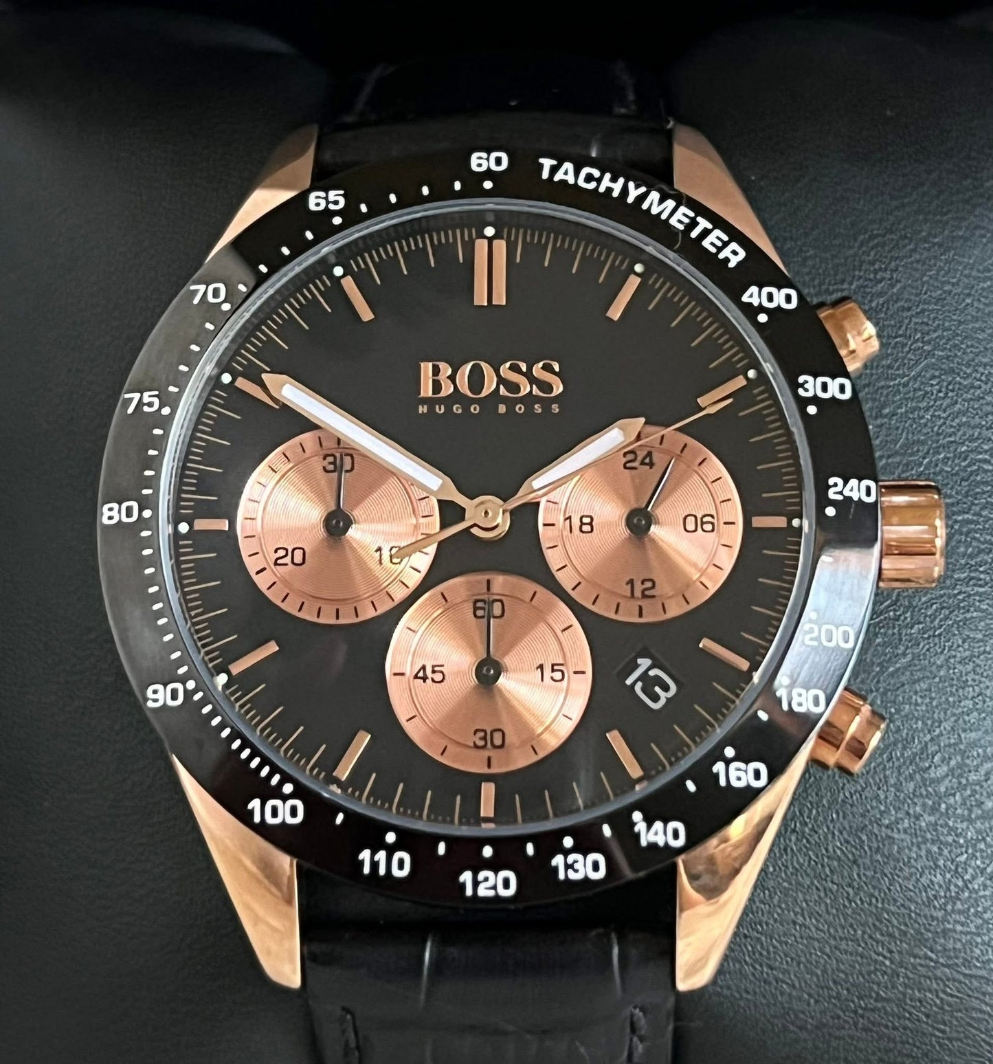 Hugo Boss Men’s Talent Black Leather Chronograph Watch