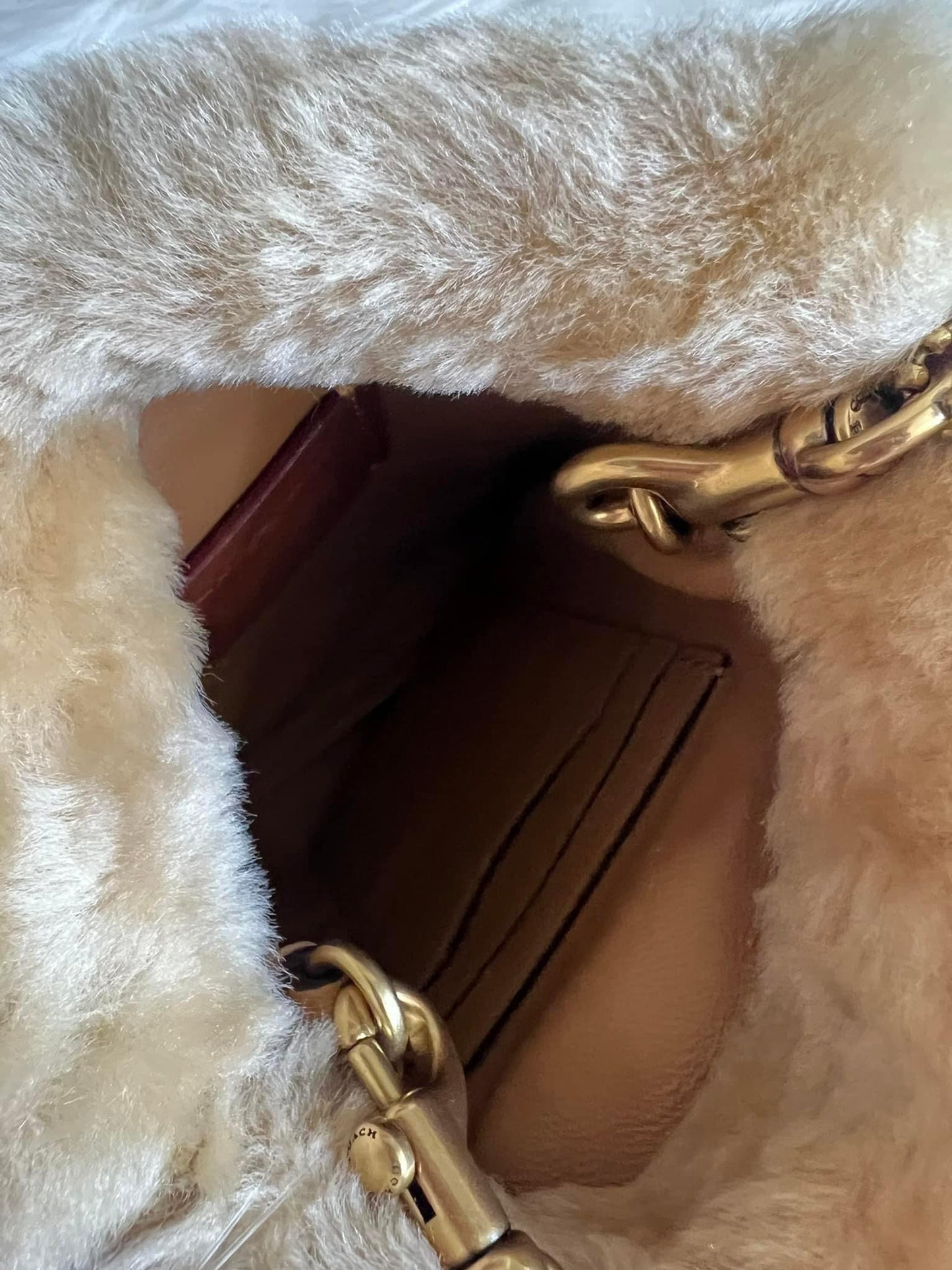 Coach Drawstring Pouch in Shearling