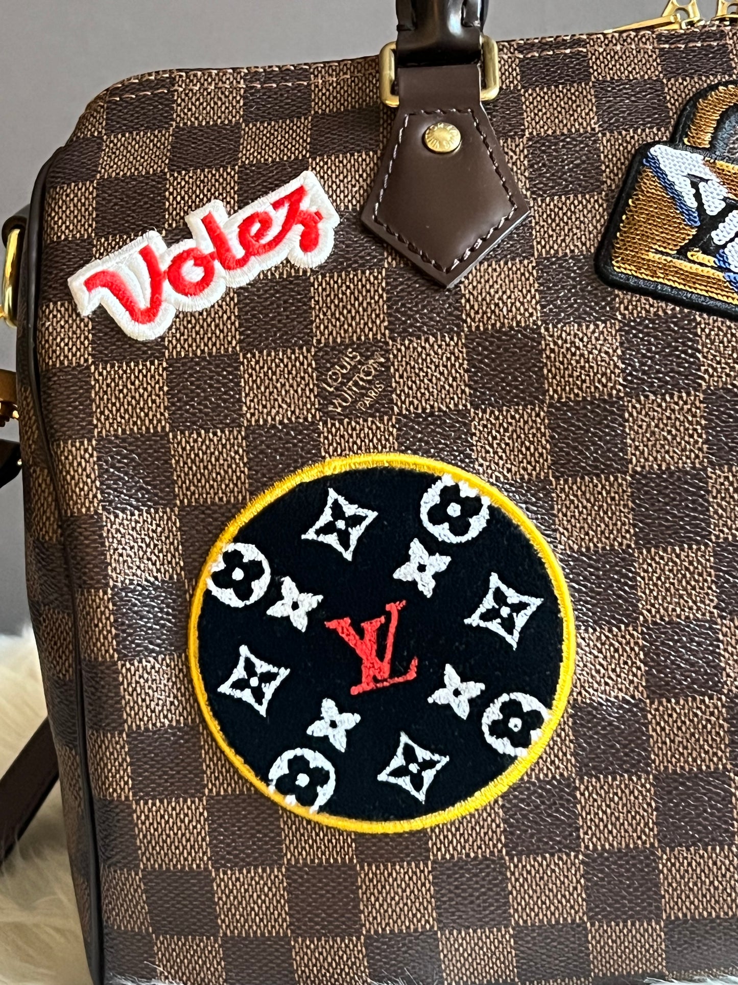 Louis Vuitton Damier Speedy 30 World Tour with Patches