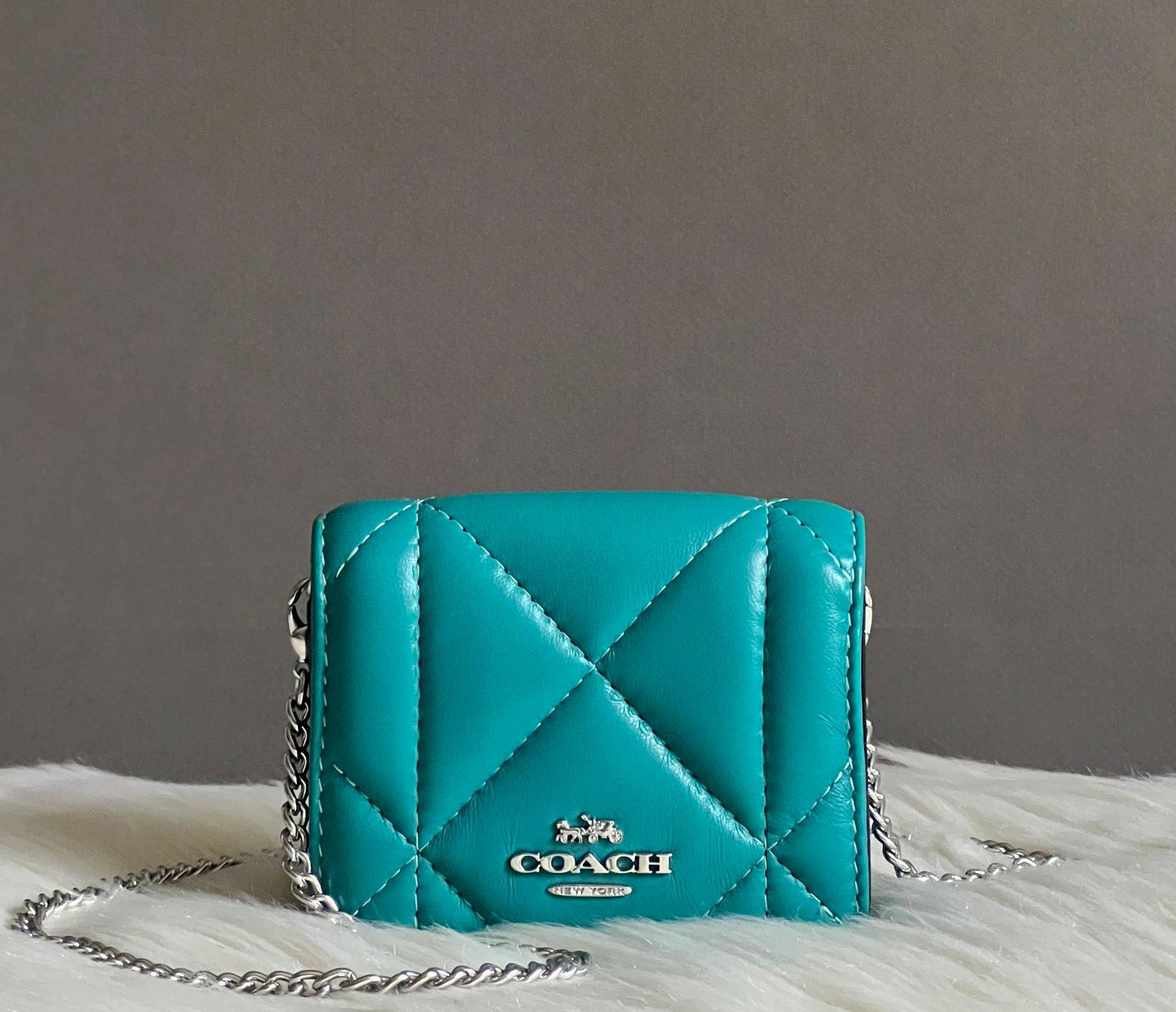 Coach Mini Wallet On A Chain With Puffy Diamond Quilting