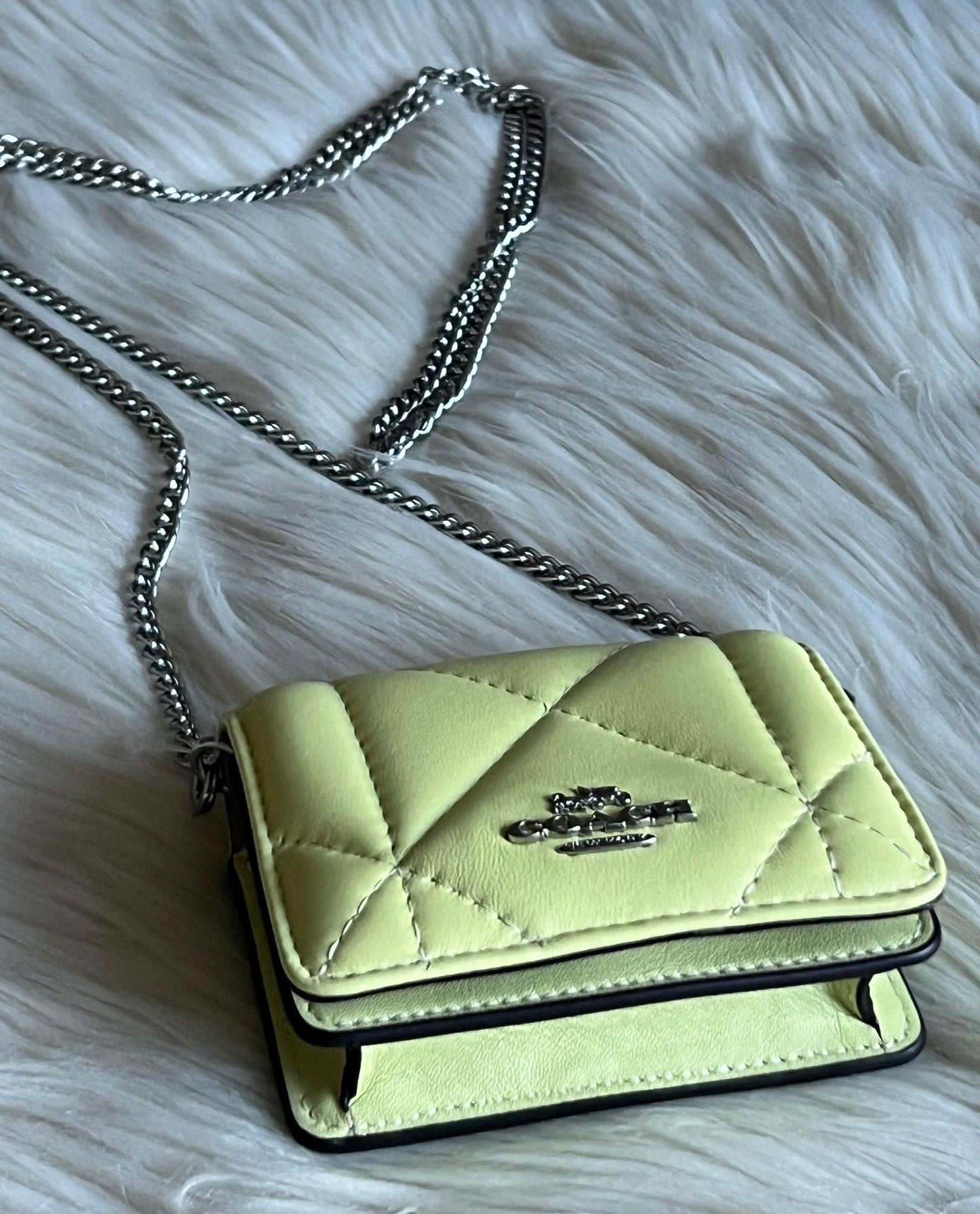 Coach Mini Wallet On A Chain With Puffy Diamond Quilting