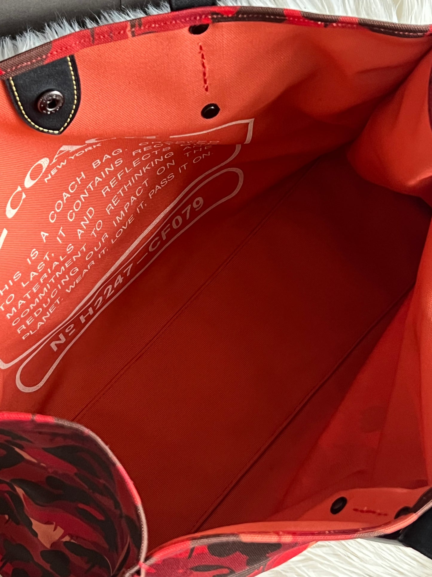 Coach 100% Recycled Canvas Tote 42 with Camo Print and Rexy