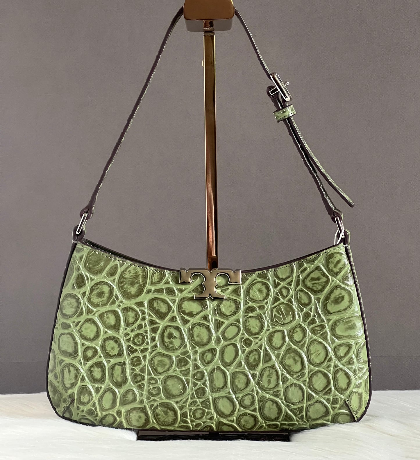 Tory Burch Eleanor Croc-Embossed Slim Shoulder Bag