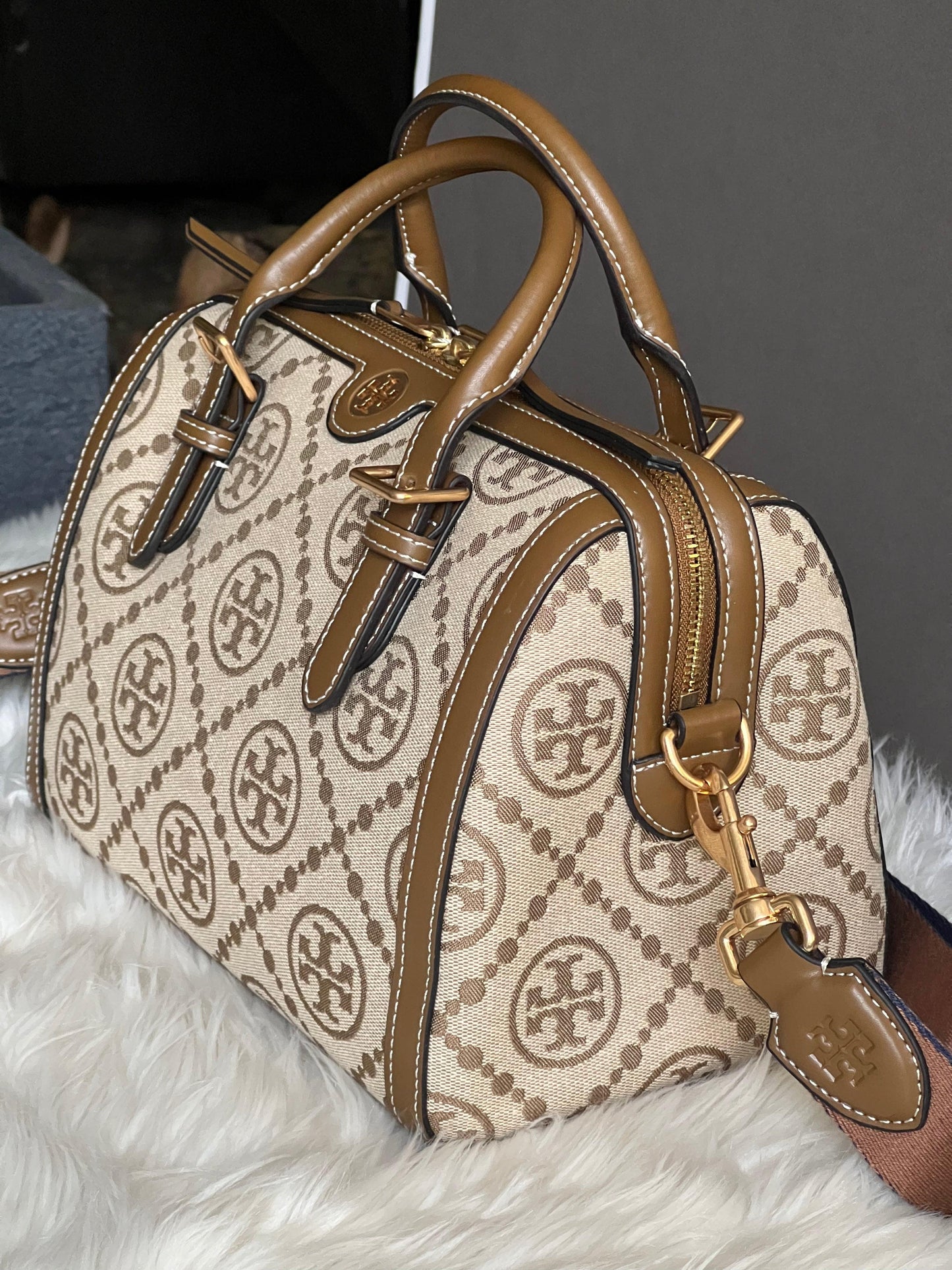 Tory Burch Monogram Jacquard Barrel Bag