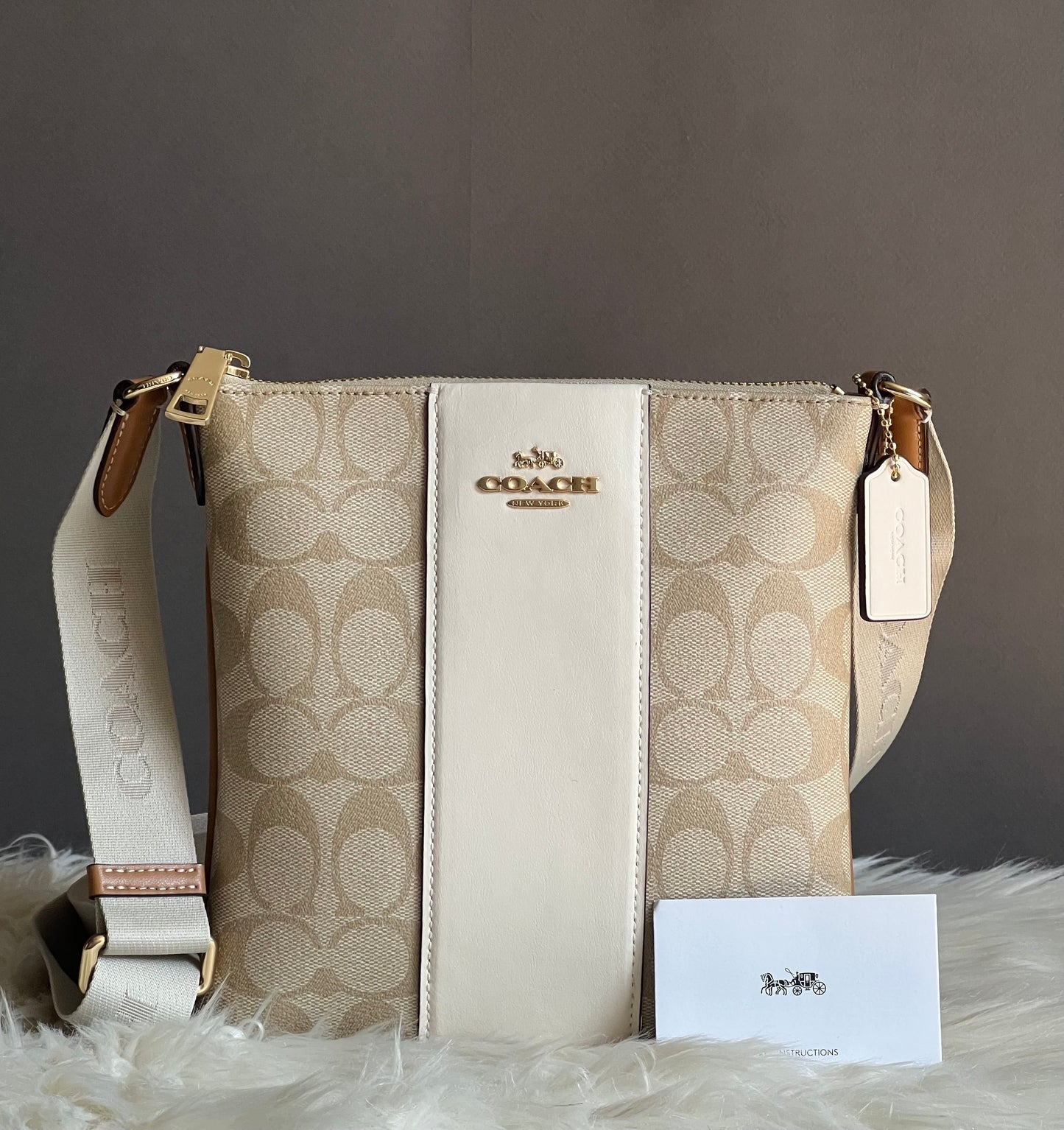 Coach Mini Rowan File Bag in Signature Canvas with Stripe