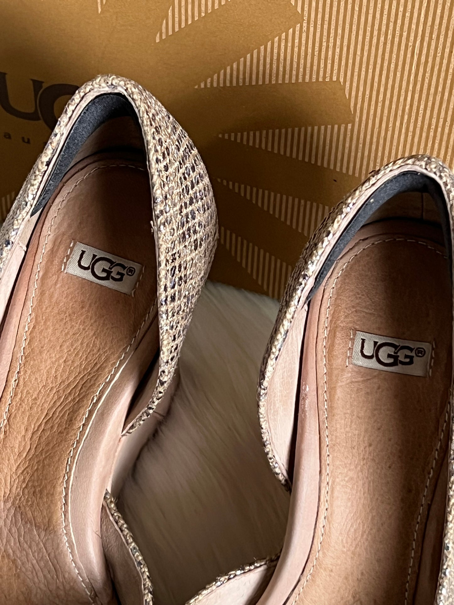 UGG Toura Metallic Snake Print Platform Wedge Sandals