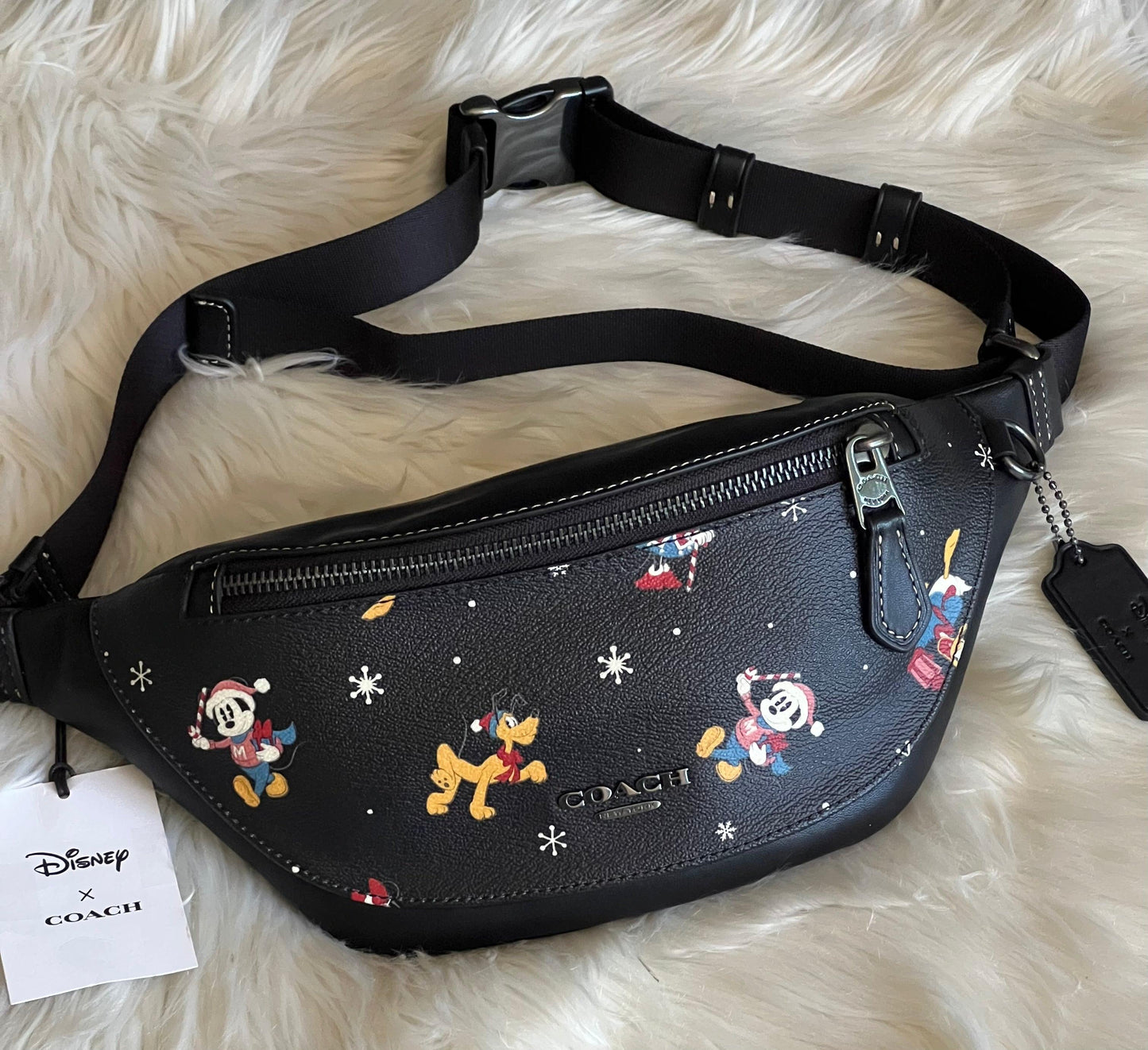 Disney X Coach Warren Mini Belt Bag in Holiday Print