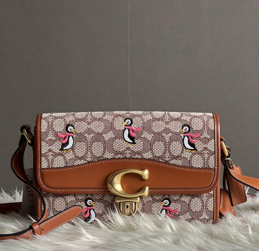 Coach Studio Shoulder Bag in Signature Jacquard with Penguin Motif