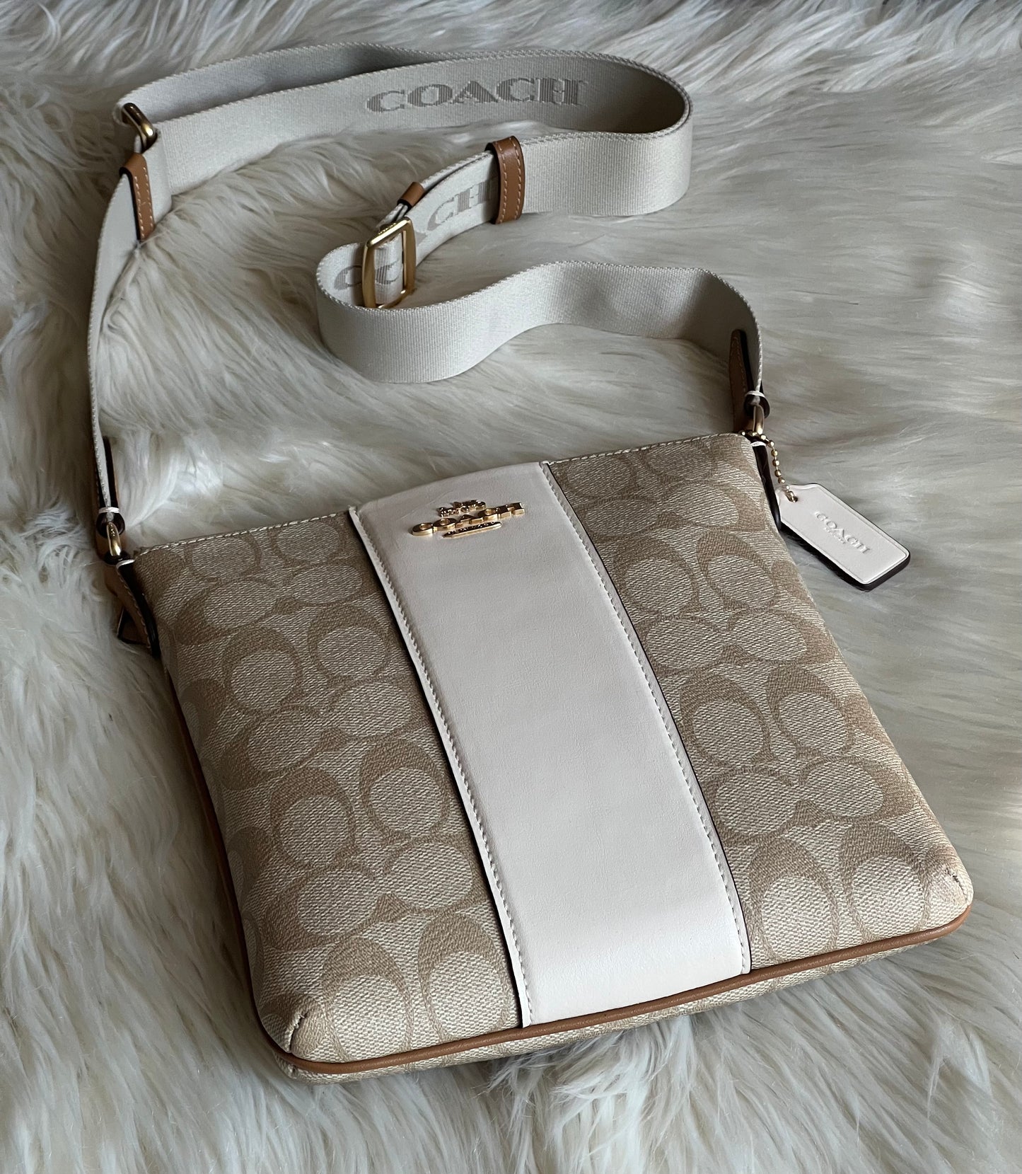 Coach Mini Rowan File Bag in Signature Canvas with Stripe