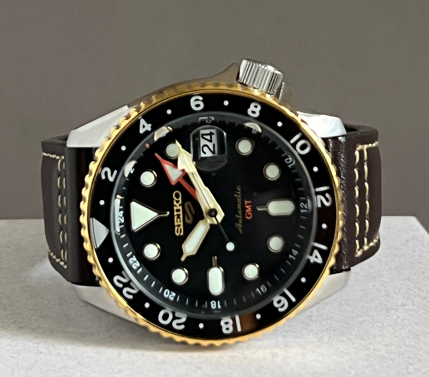 Seiko Men's 5 Sports SKX GMT Automatic Black Dial Watch