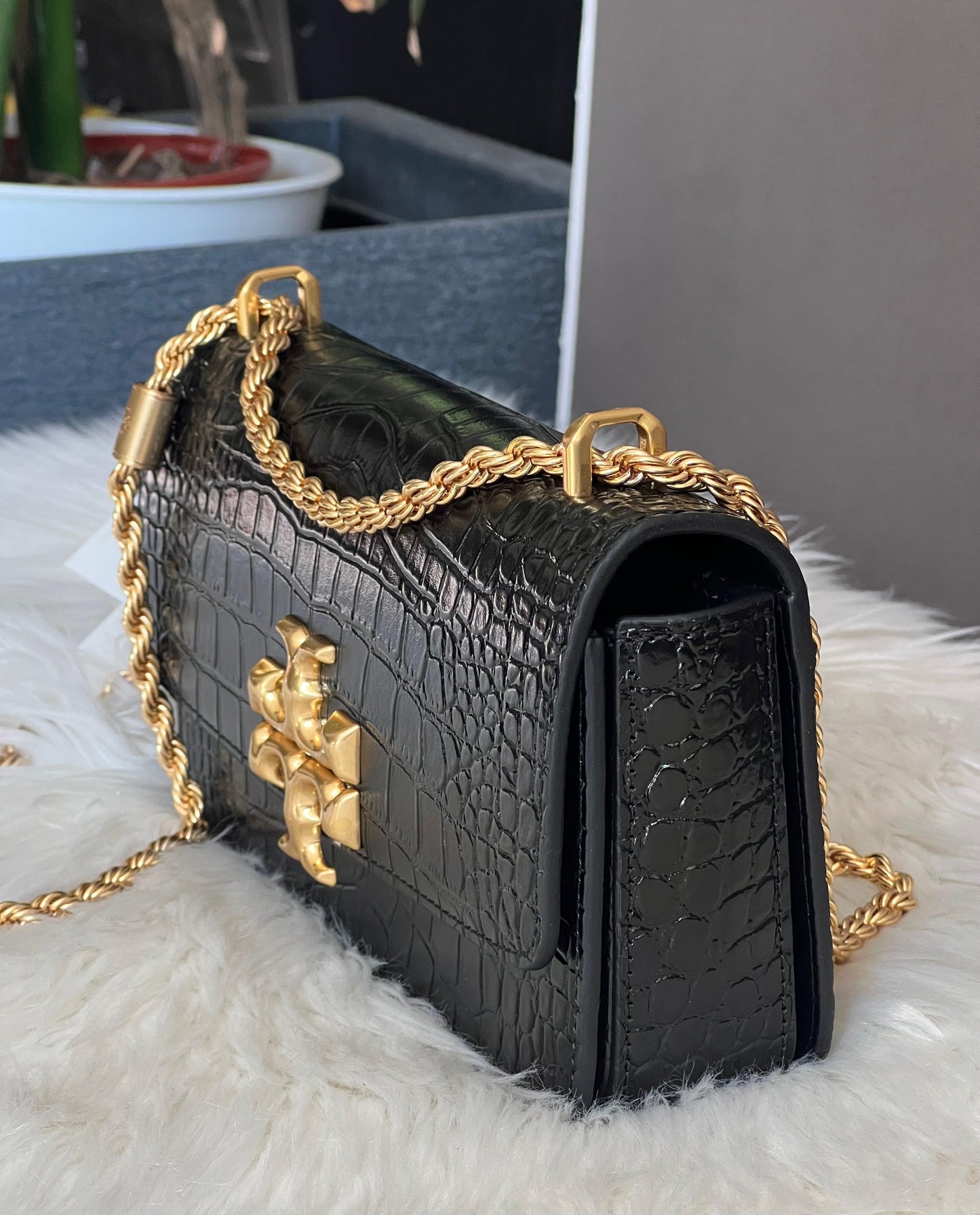 Tory Burch Eleanor Croc-Embossed Bag
