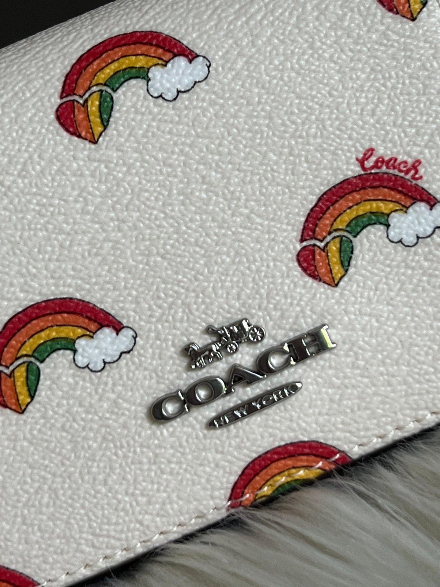 Coach Mini Wallet On A Chain With Rainbow Print