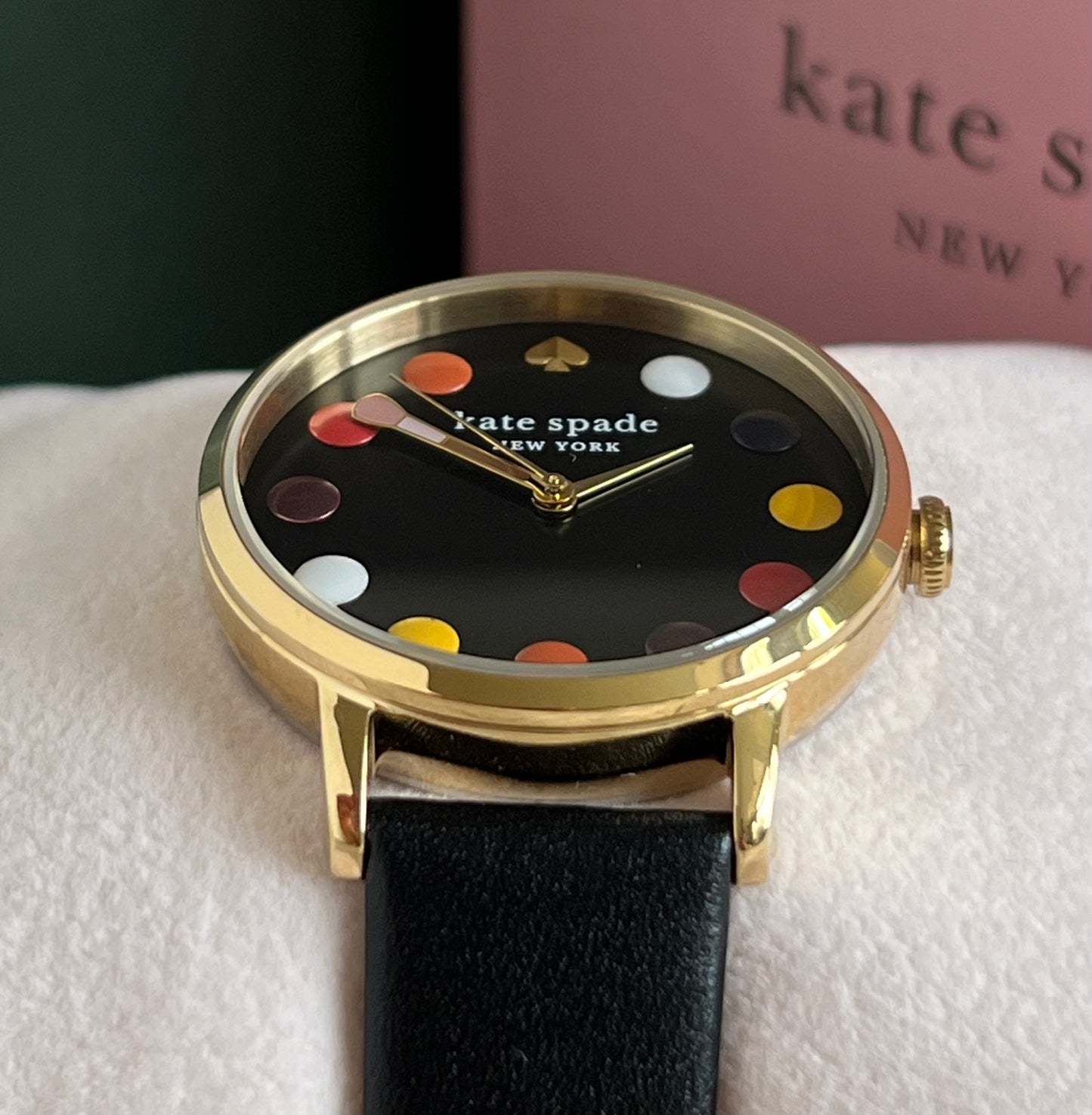 Kate Spade Metro Dot Black Leather Watch