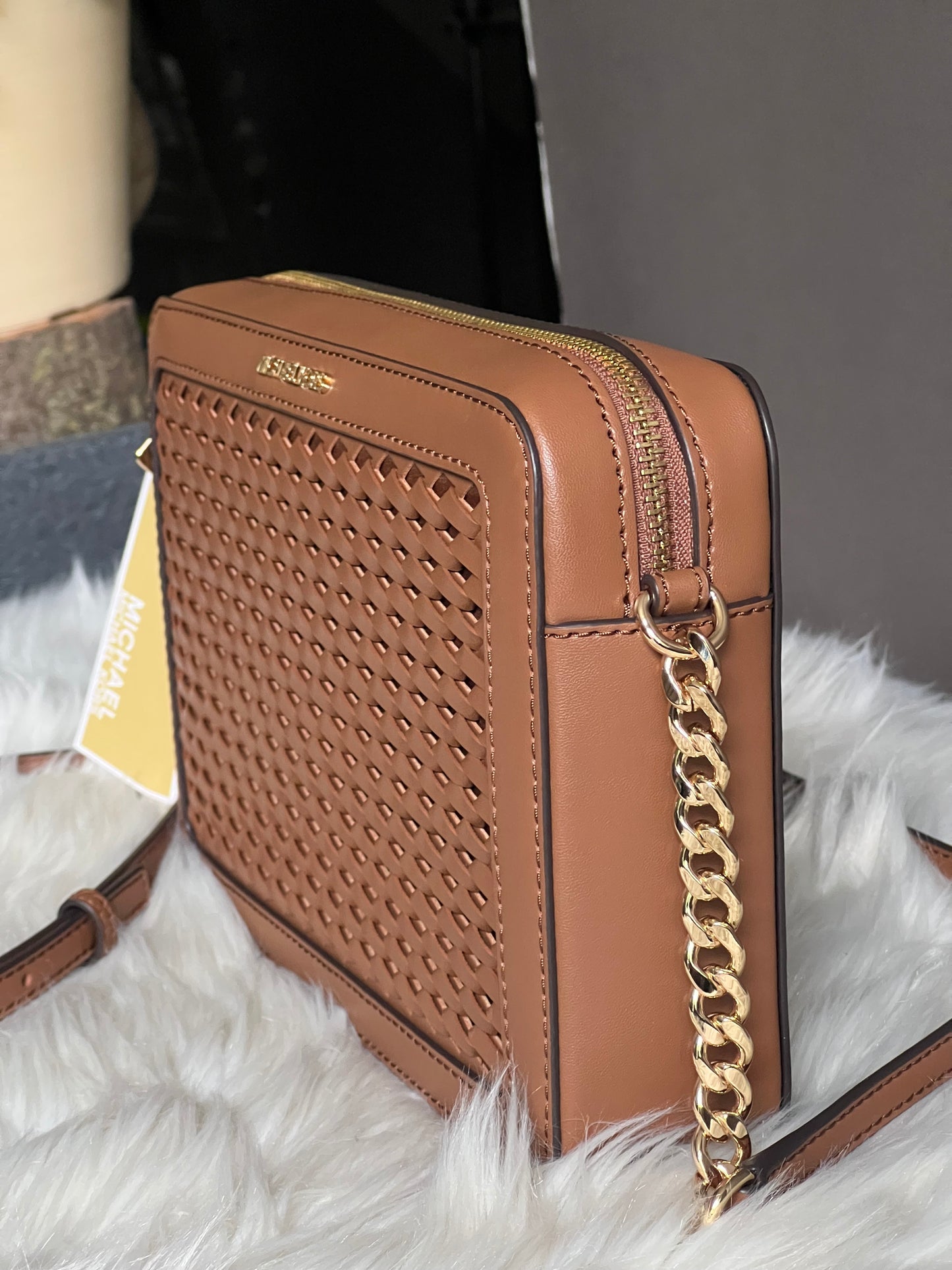 Michael Kors Jet Set Large Woven Crossbody Bag