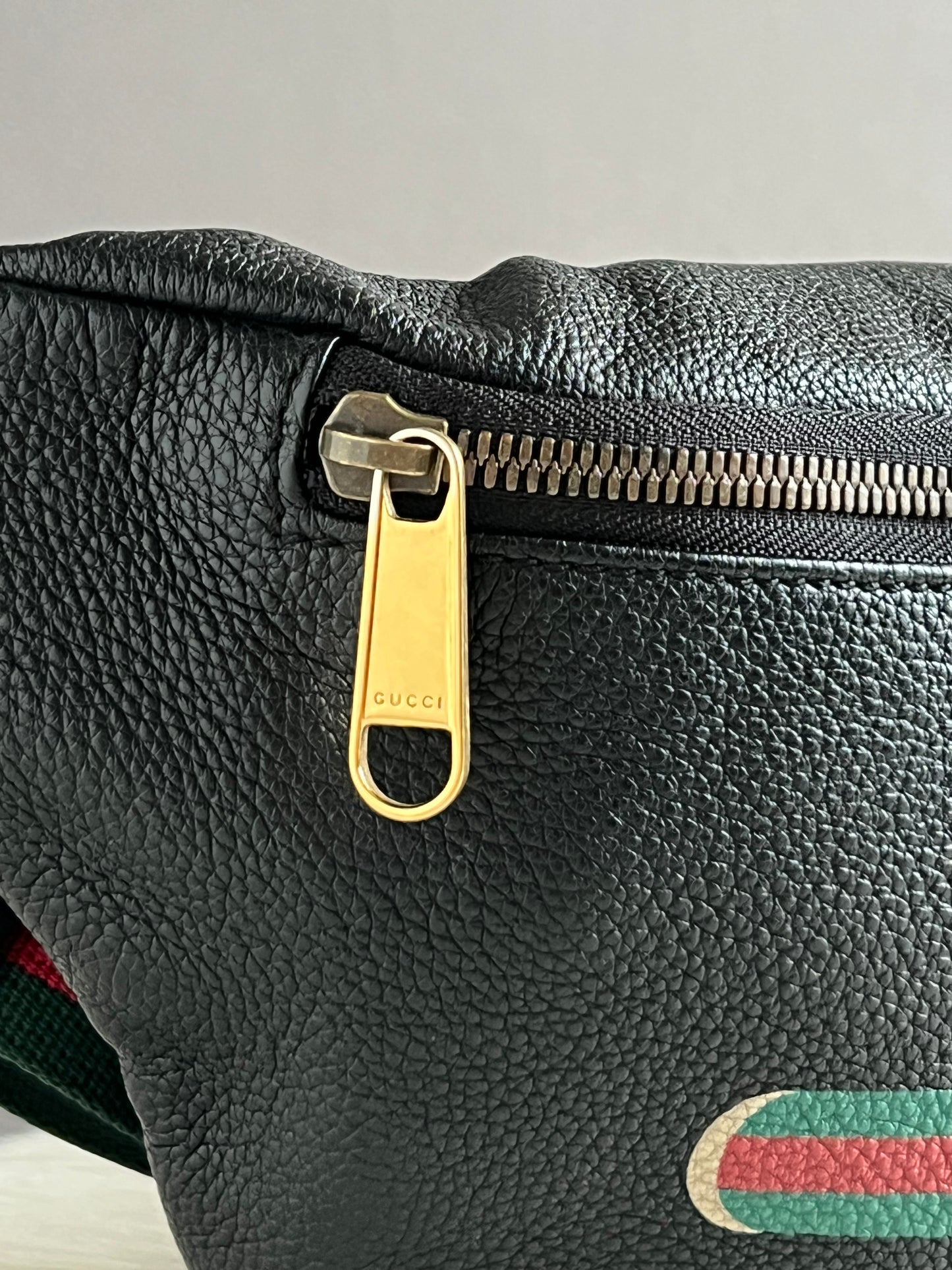 Gucci Logo Print Leather Belt Bag