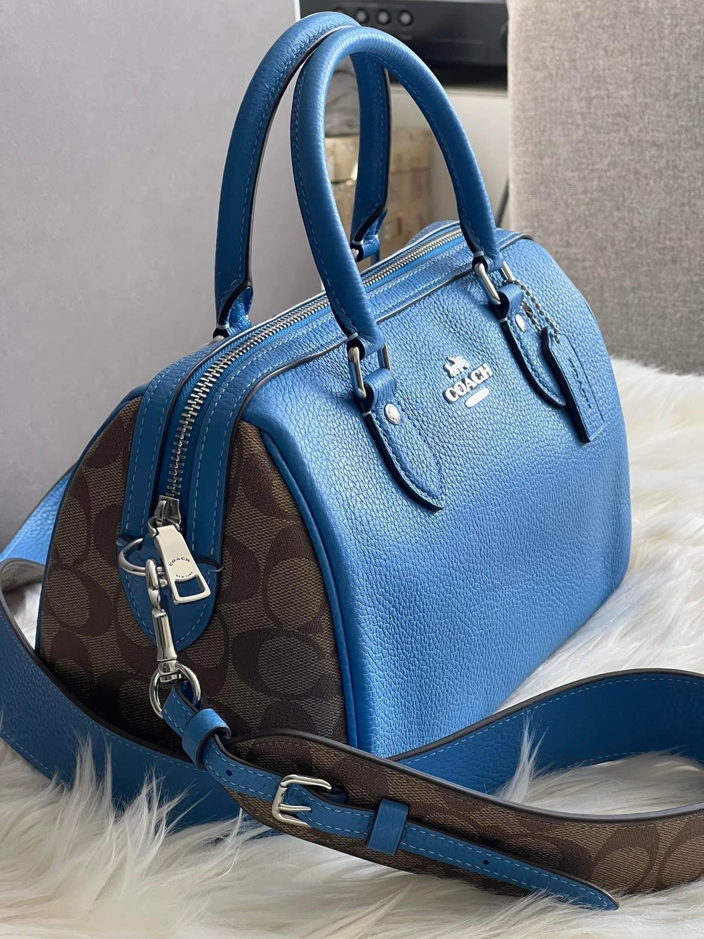 Coach Rowan Satchel with Signature Canvas Detail