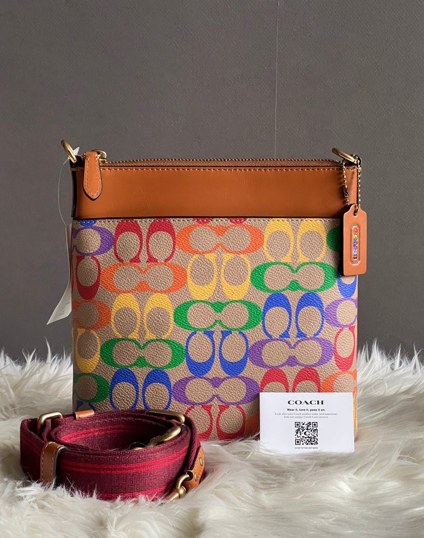 Coach Kitt Messenger Crossbody in Rainbow Signature Canvas