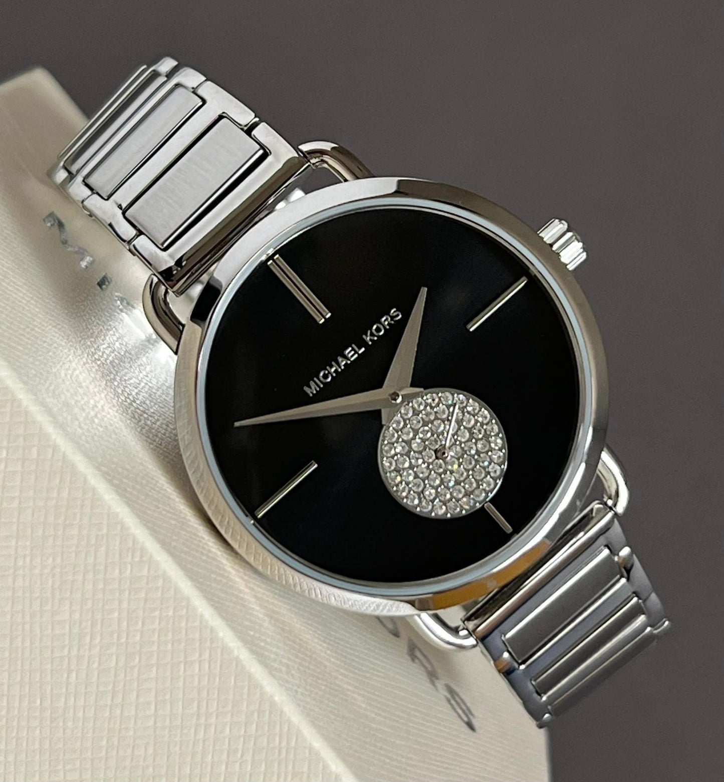 Michael Kors Women's Portia Crystallized Silver-Tone Watch