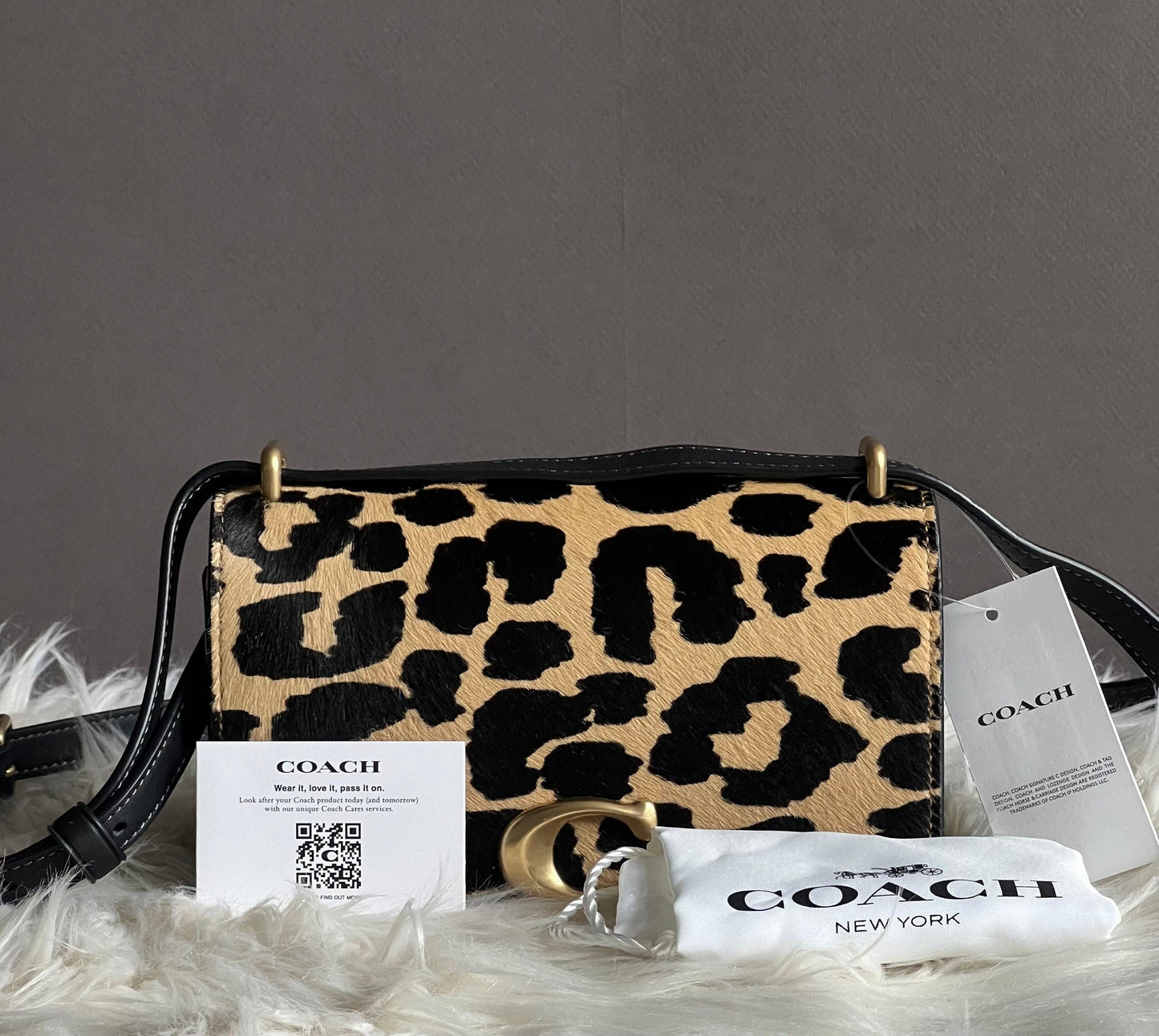Coach Bandit Crossbody in Haircalf with Leopard Print
