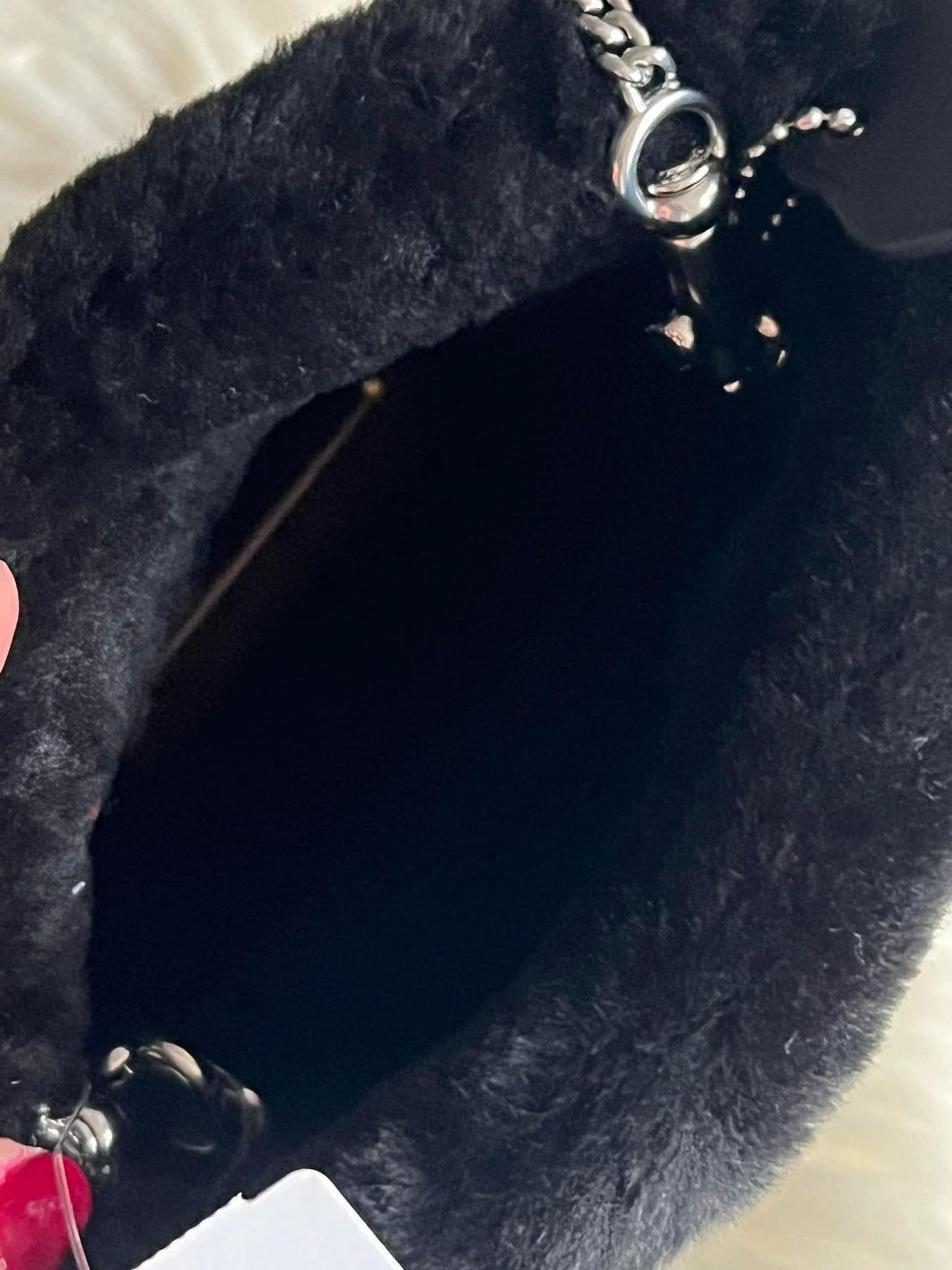 Coach Drawstring Pouch in Shearling