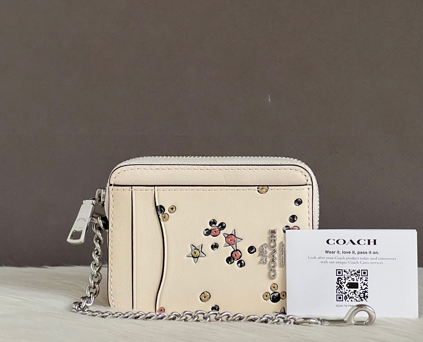 Coach Zip Card Case In Star Print